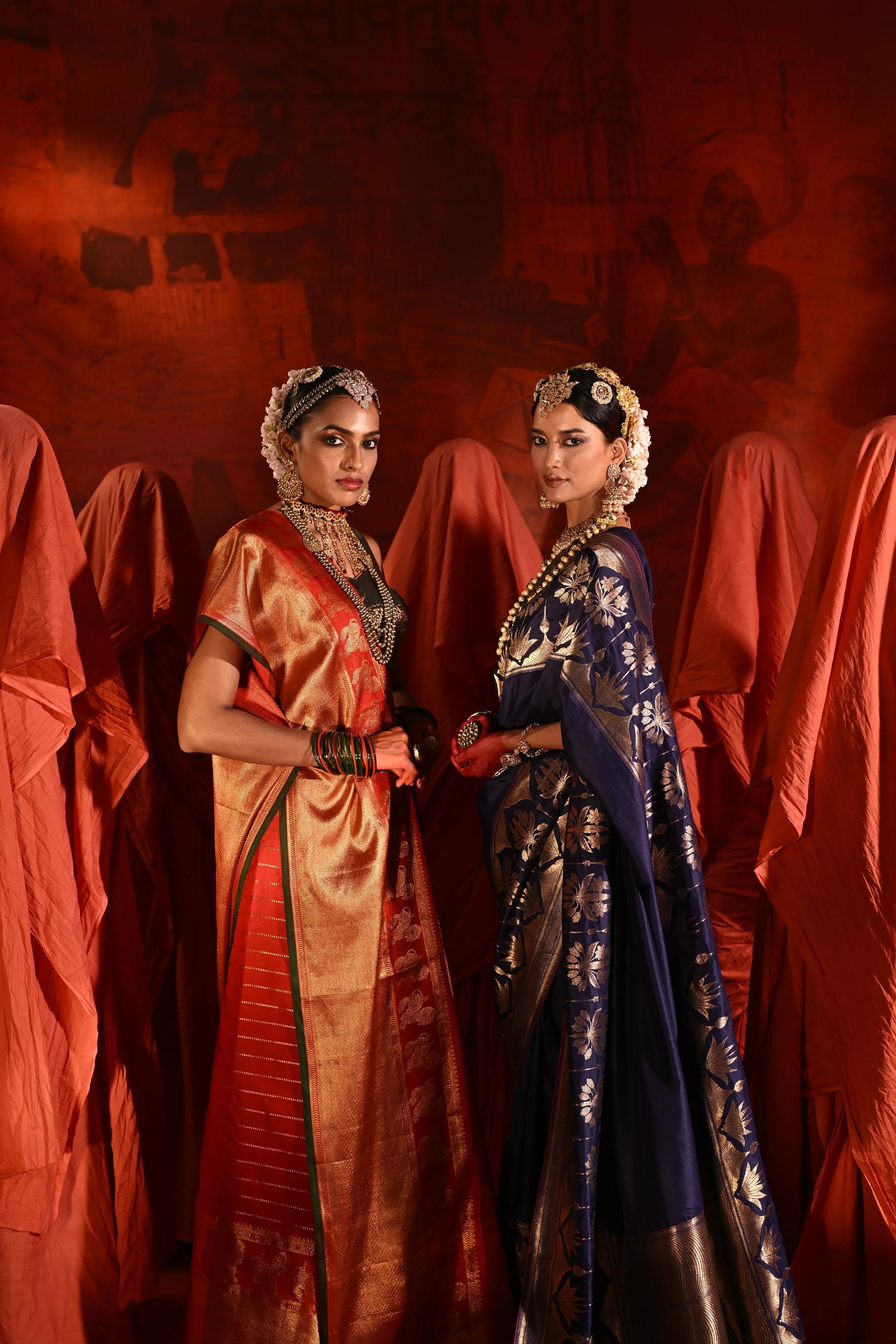 Midnight Blue Silk Saree with Golden Zari Weaving Border - Mokshaa