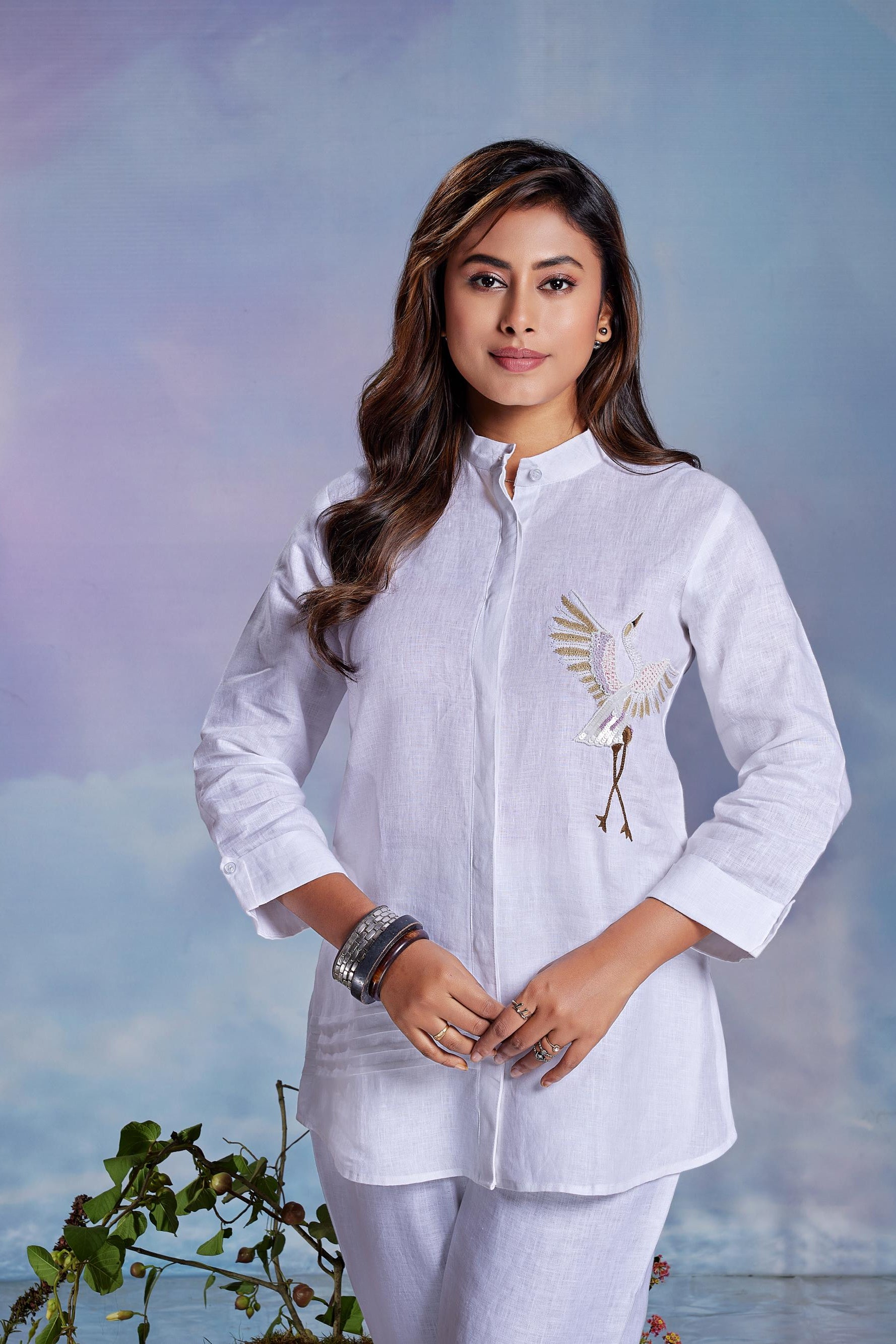 White Embroidered Linen Co-Ord Set
