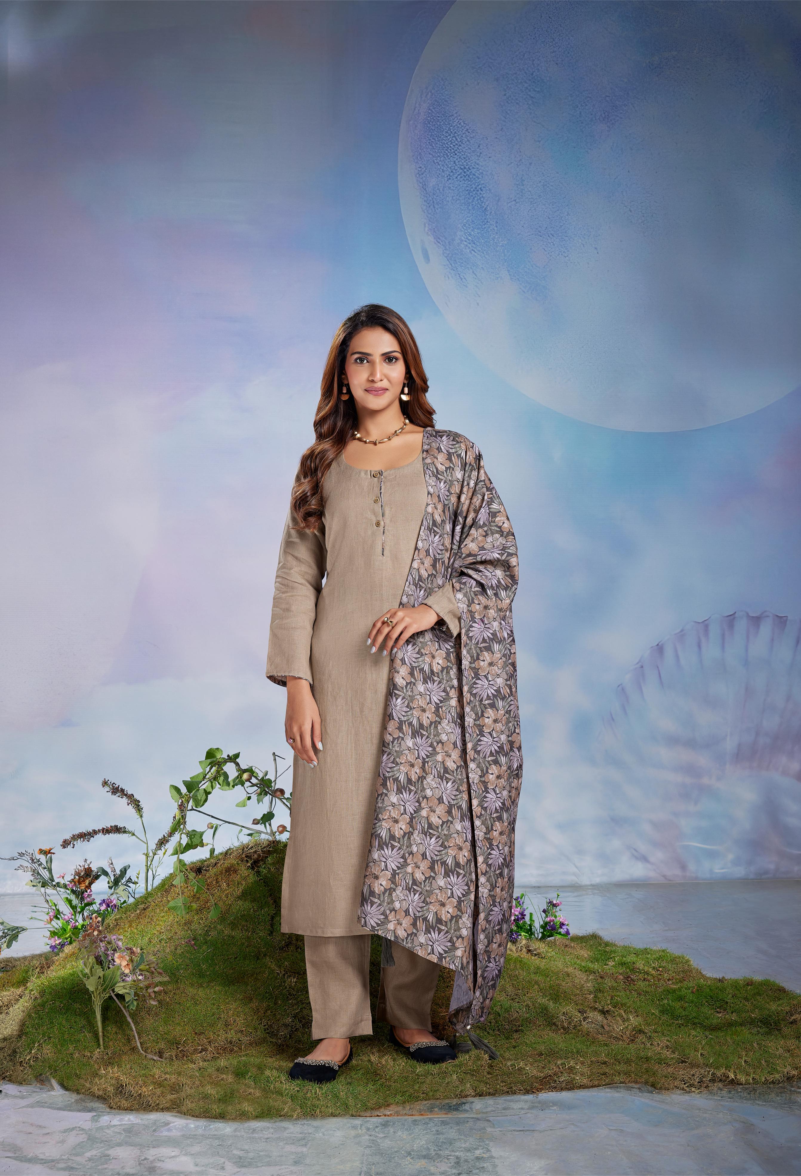 Taupe Floral Salwar Set