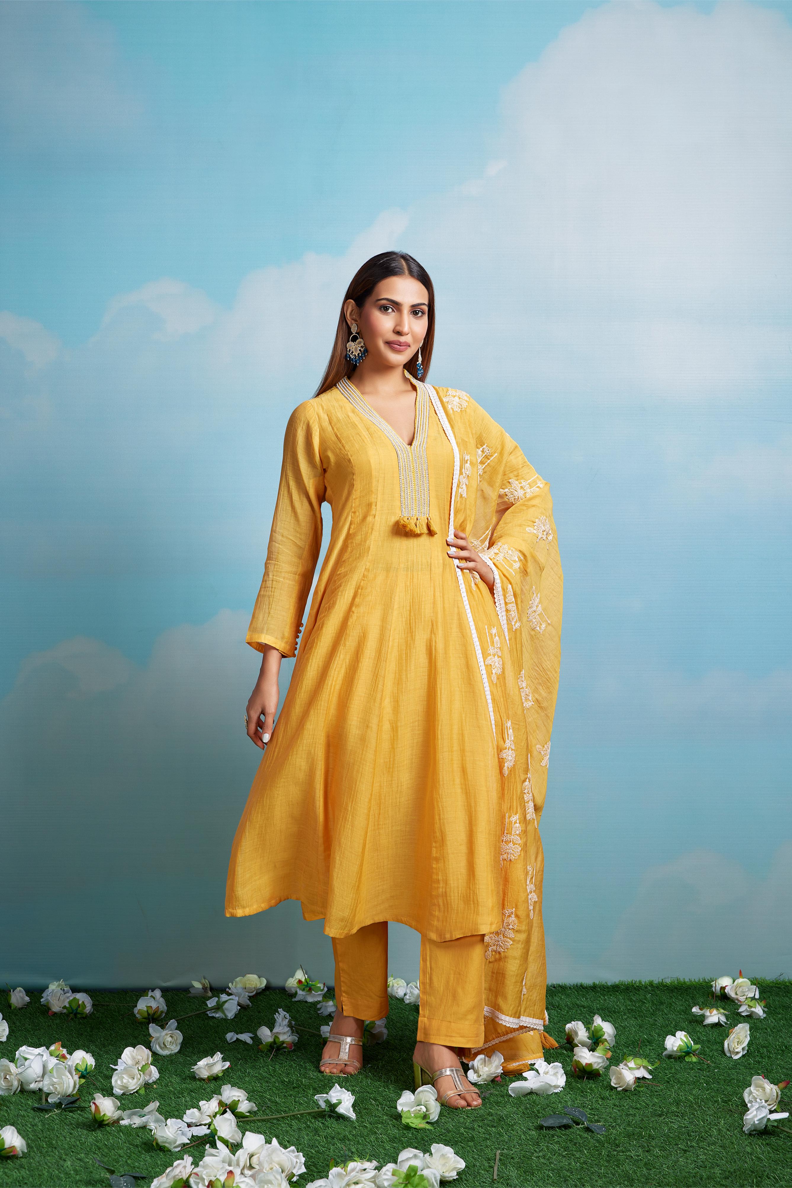 Mustard Embroidered Salwar Set