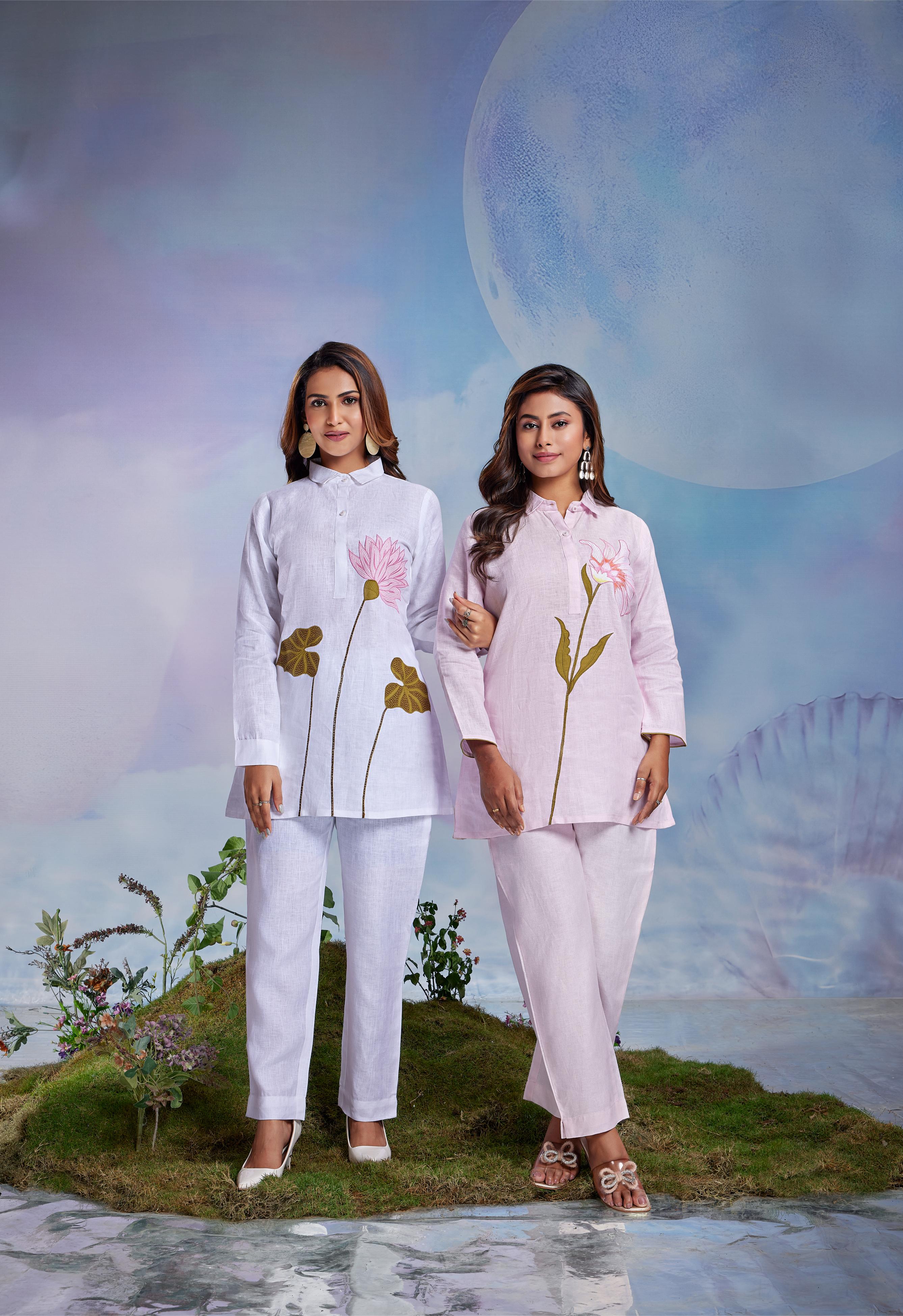 White Lotus Embroidered Co-Ord Set