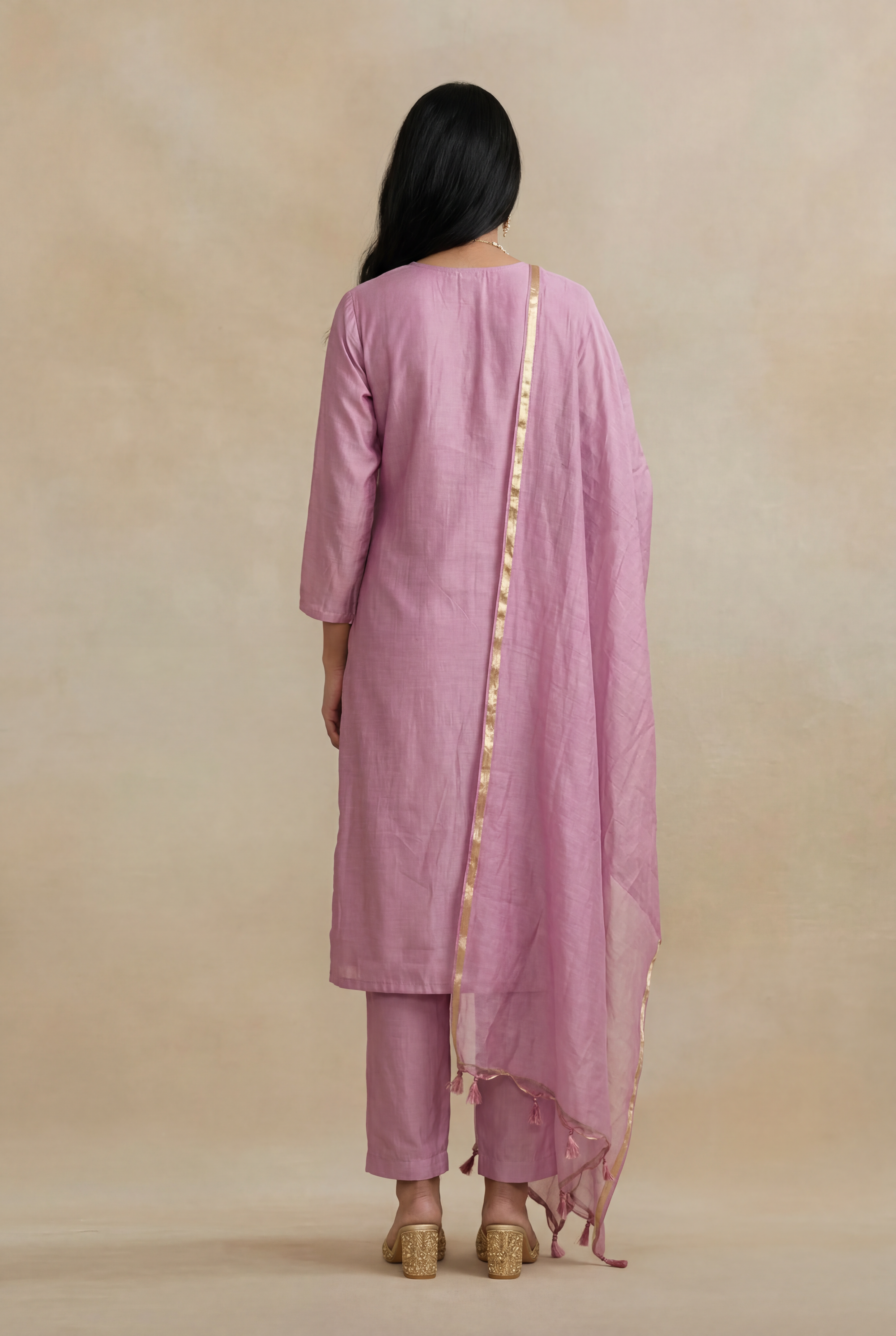 Lavender Mul Cotton Straight Cut Salwar Set
