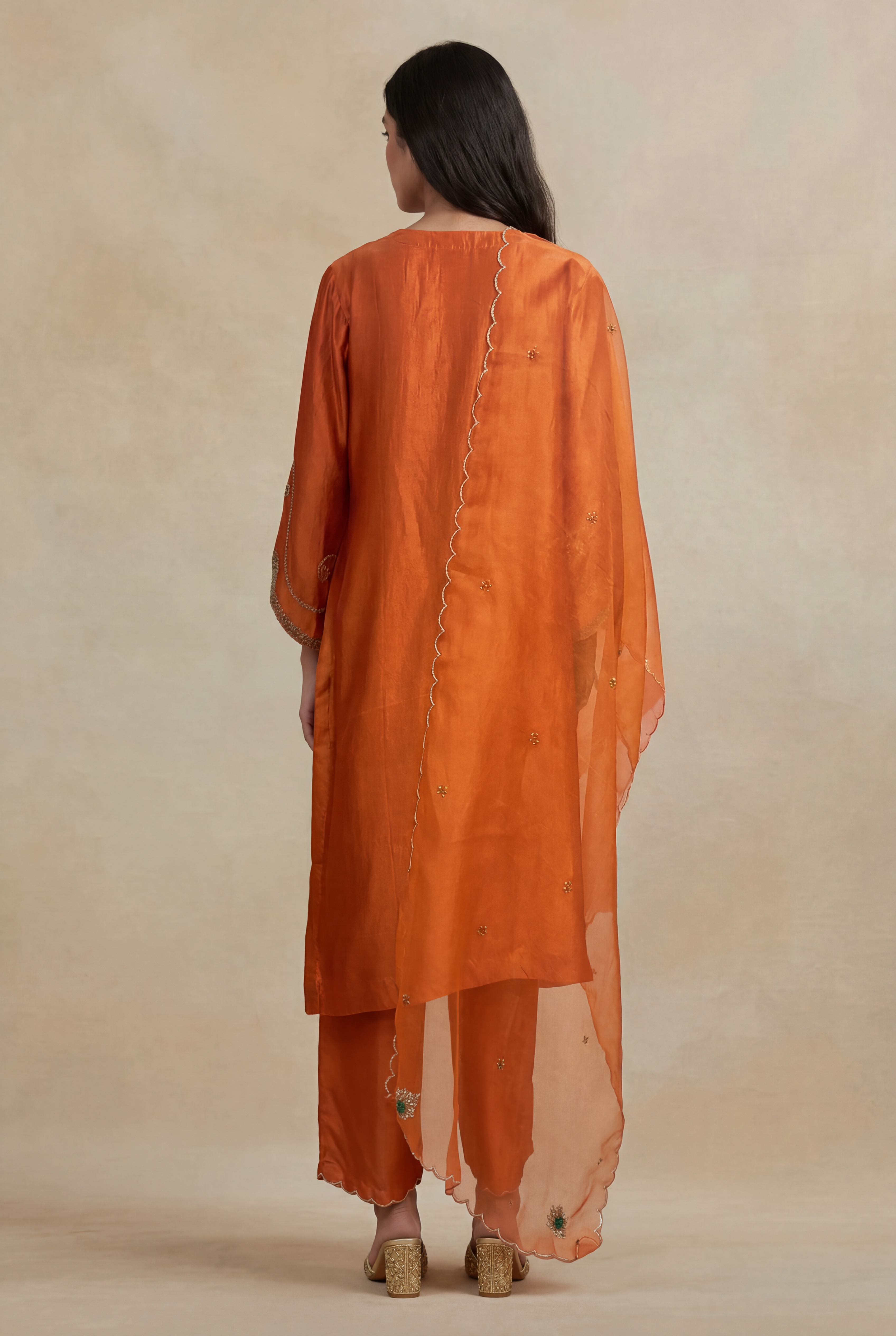 Orange Silk Salwar Set