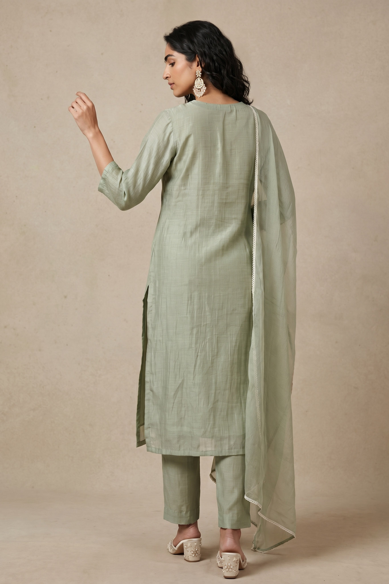 Sage Green Embroidered Cotton Salwar Set