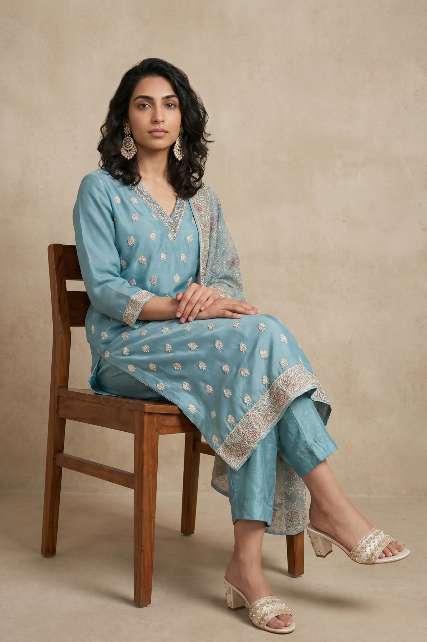 Powder Blue Soft Organza Salwar Set