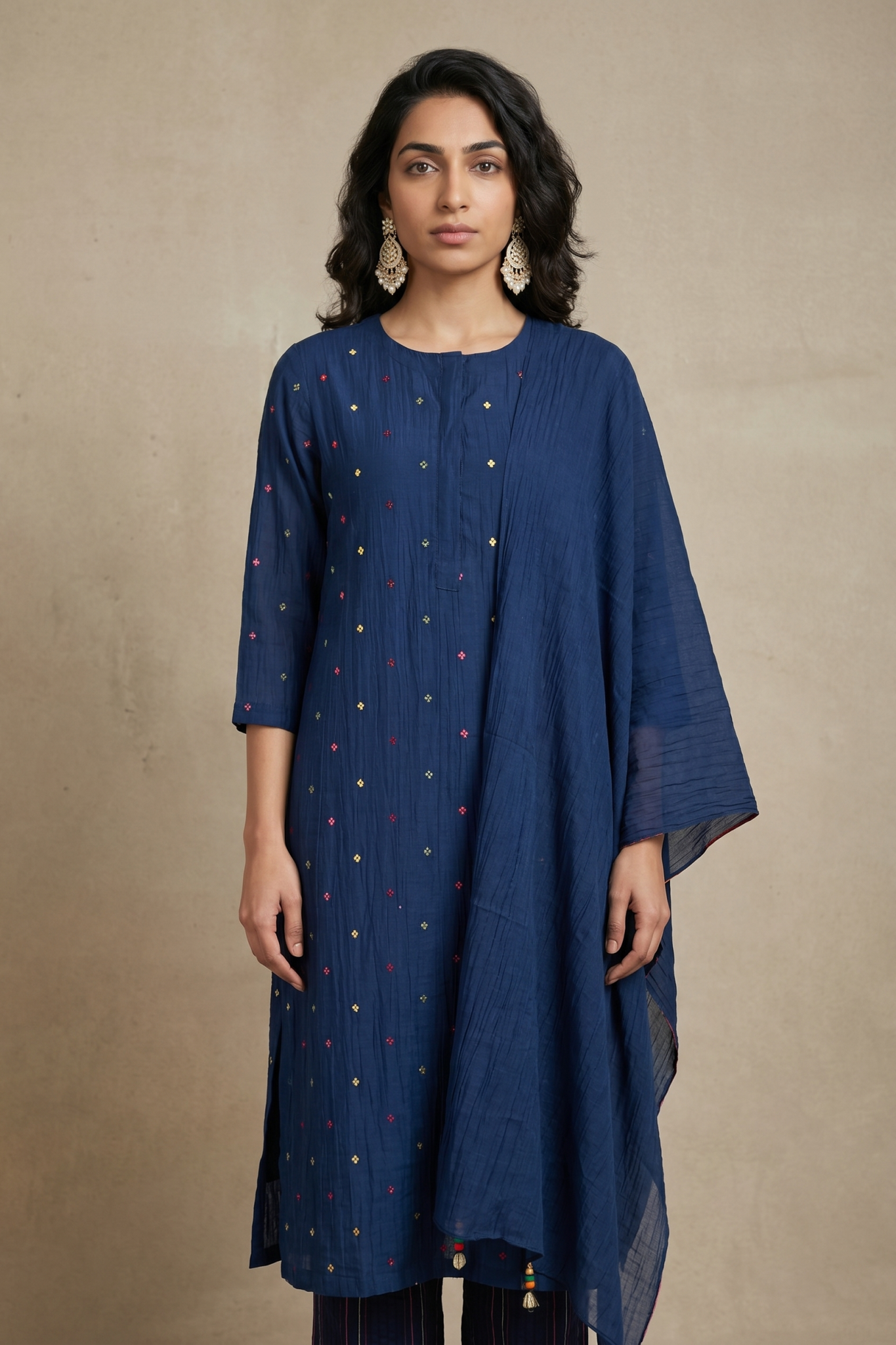 Navy Blue Cotton Salwar Set