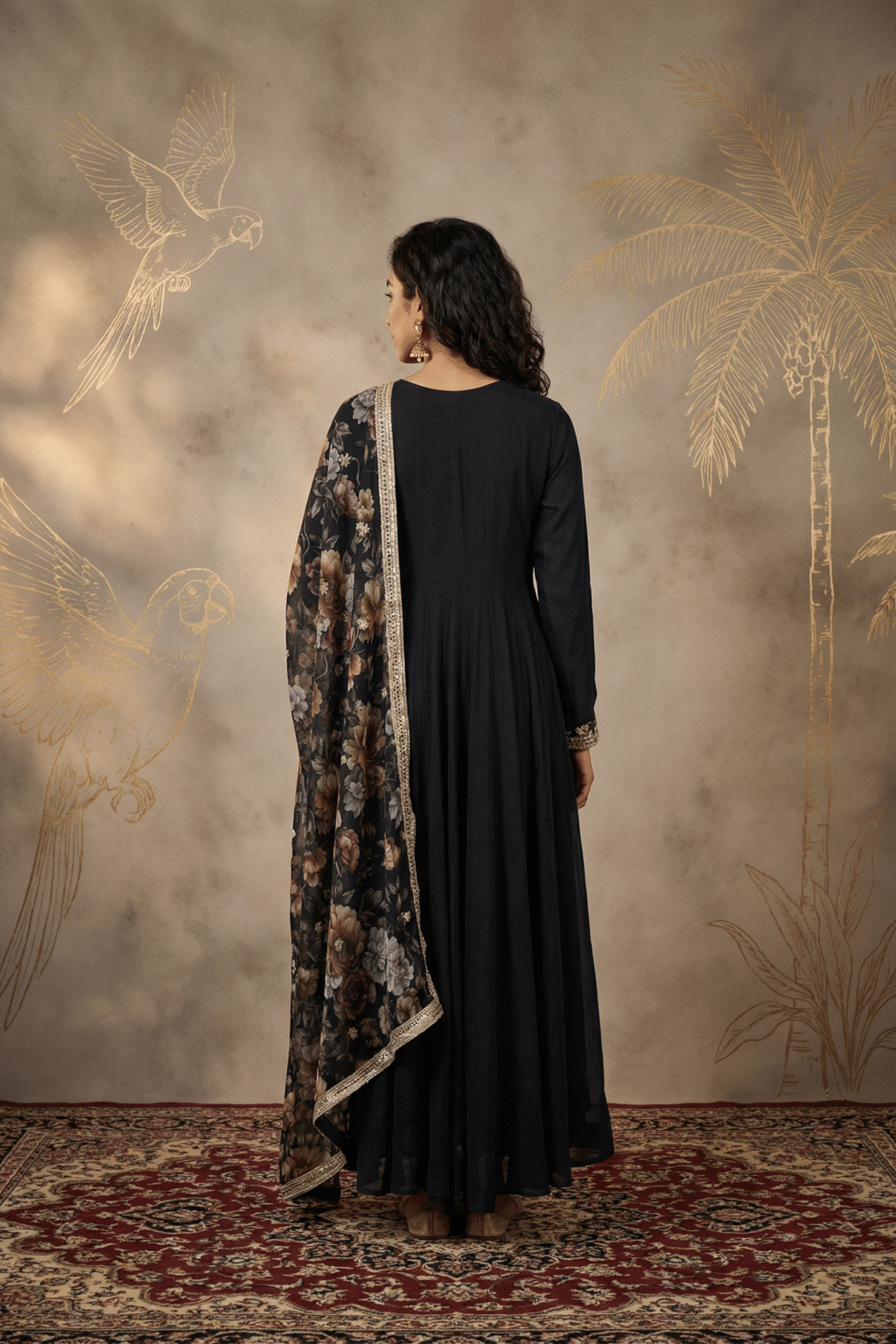 Black Crepe Anarkali Suit