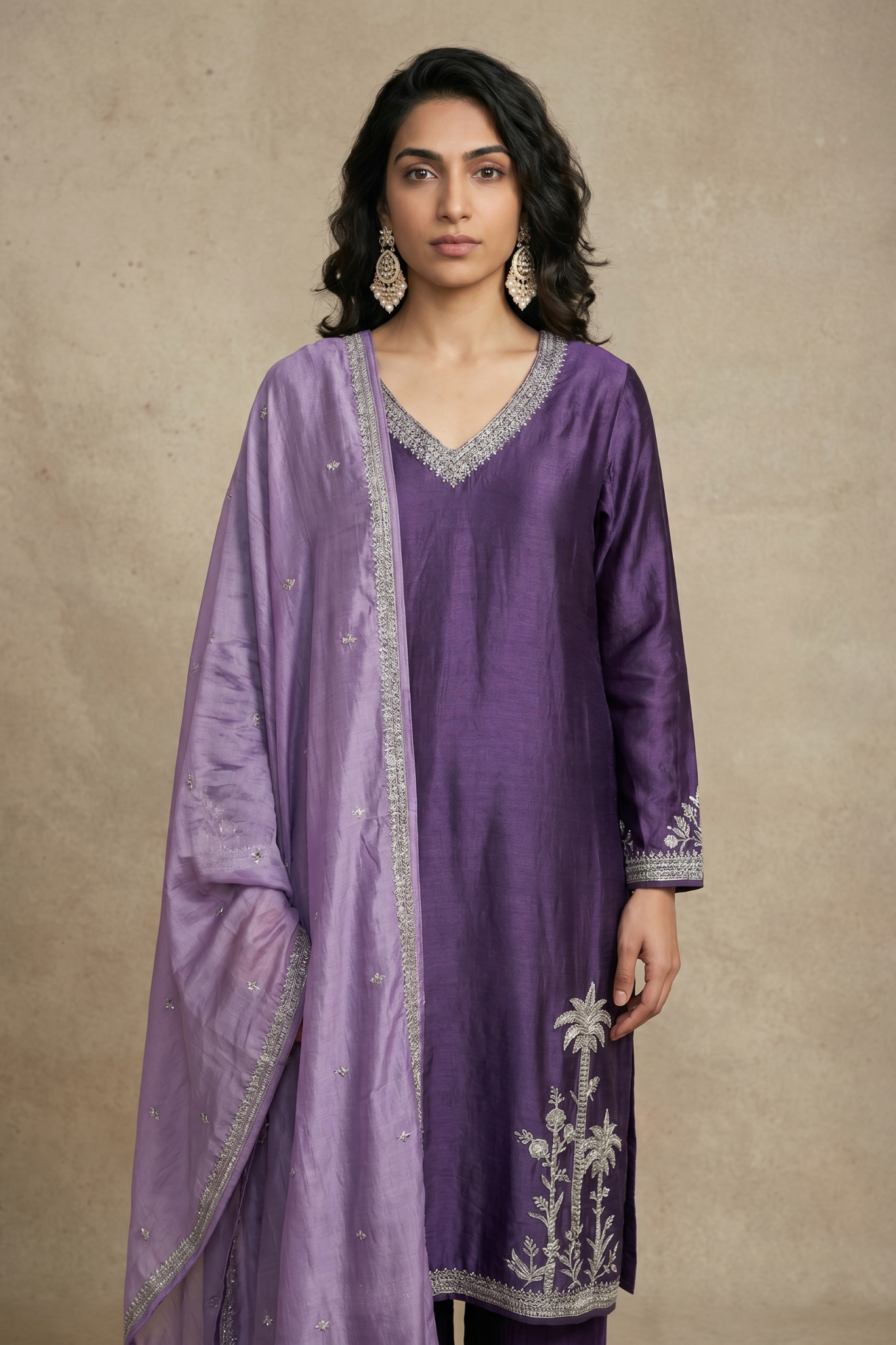 Lavender Purple Raw Silk Salwar Set
