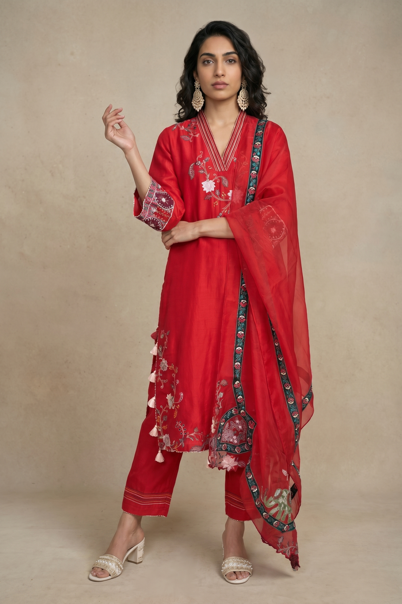 Red Chanderi Cotton Salwar Set