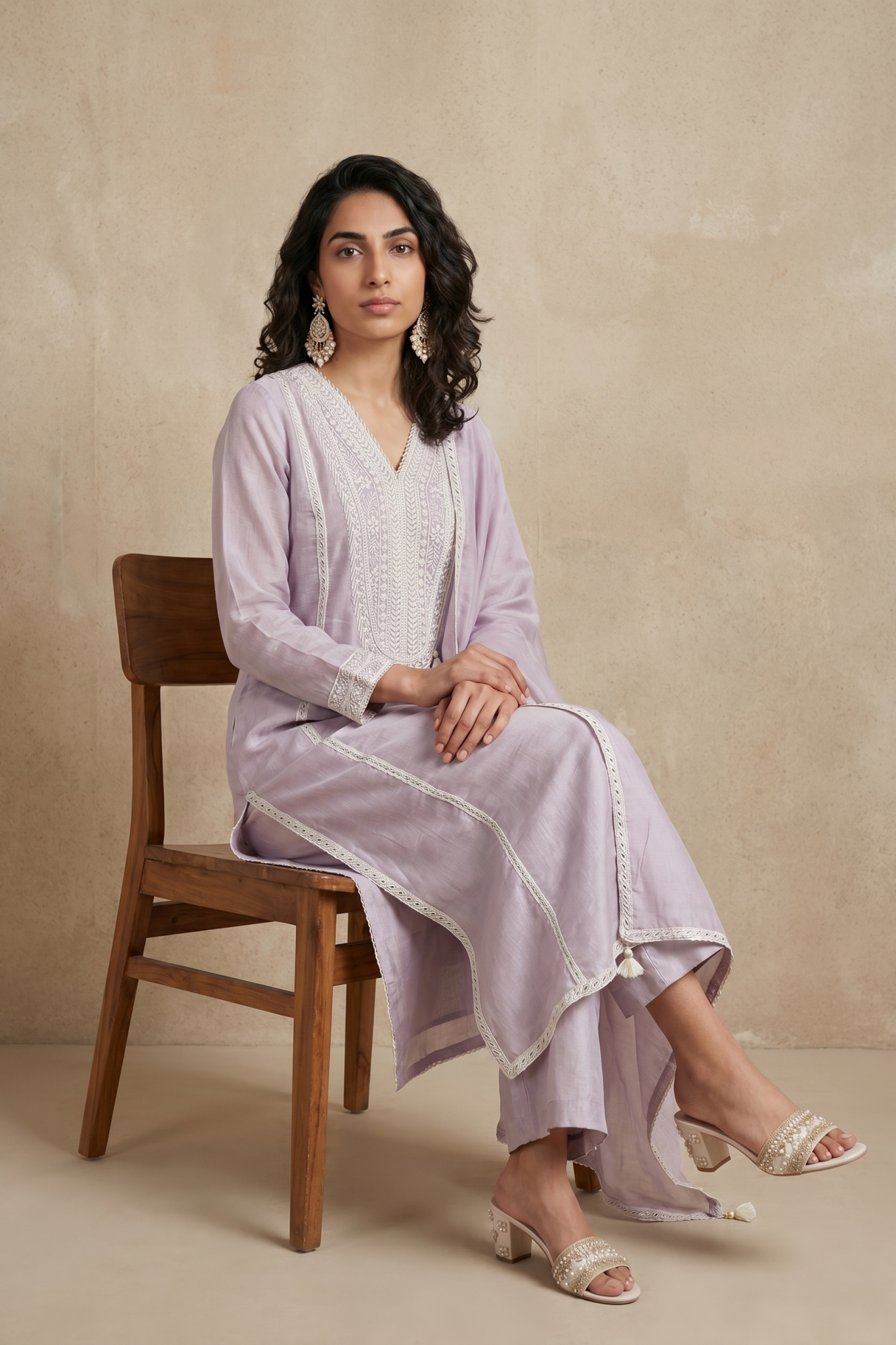 Lavender Embroidered Cotton Salwar Set