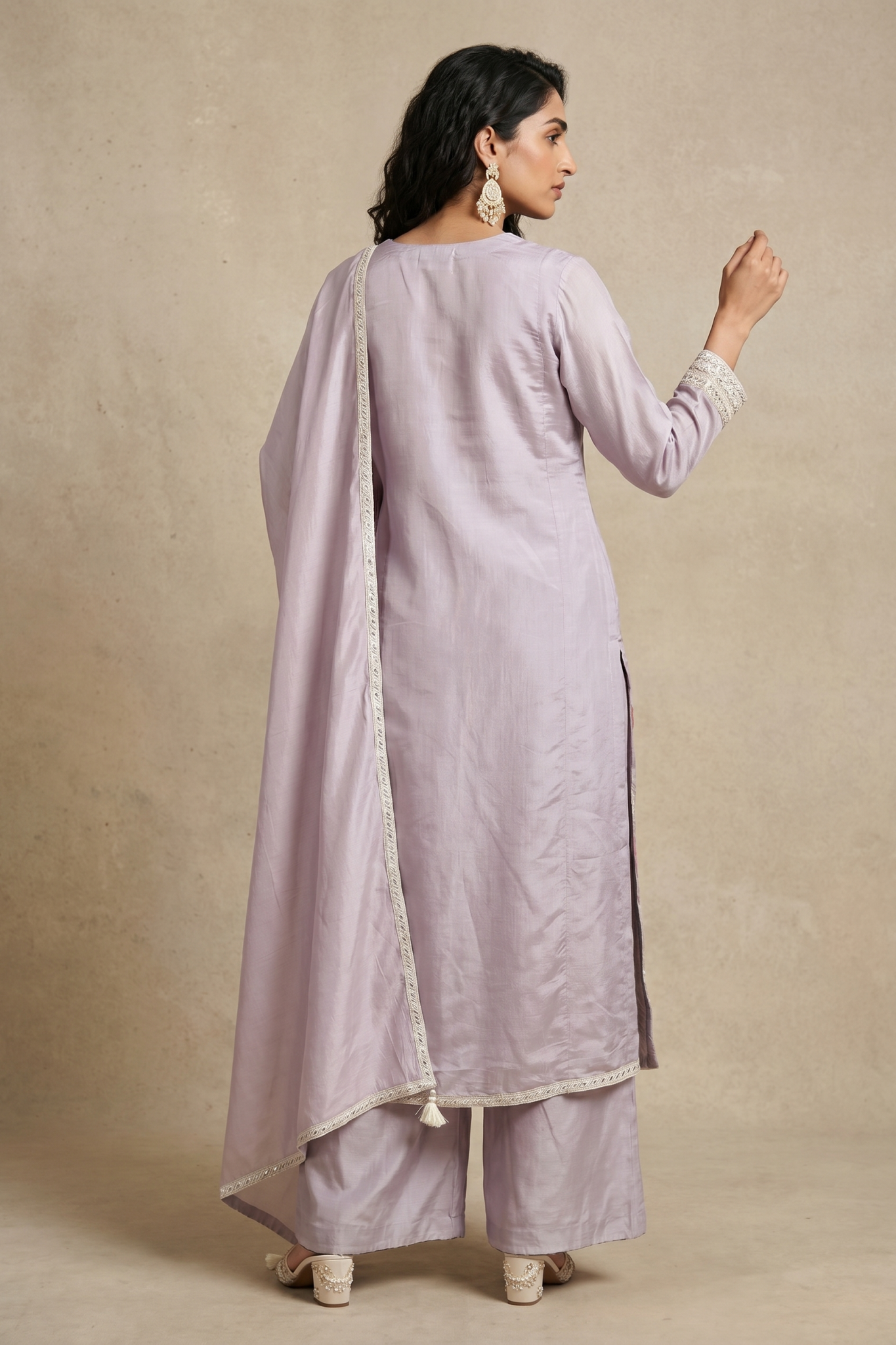 Lavender Embroidered Cotton Salwar Set