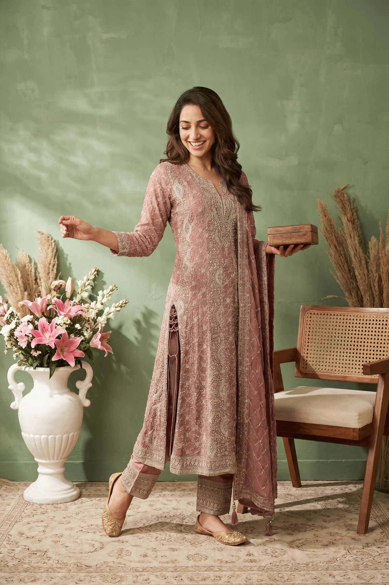 Dusty Rose Georgette Salwar Set
