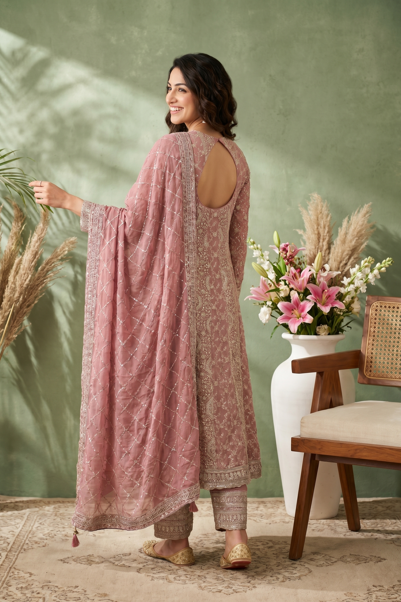 Dusty Rose Georgette Salwar Set