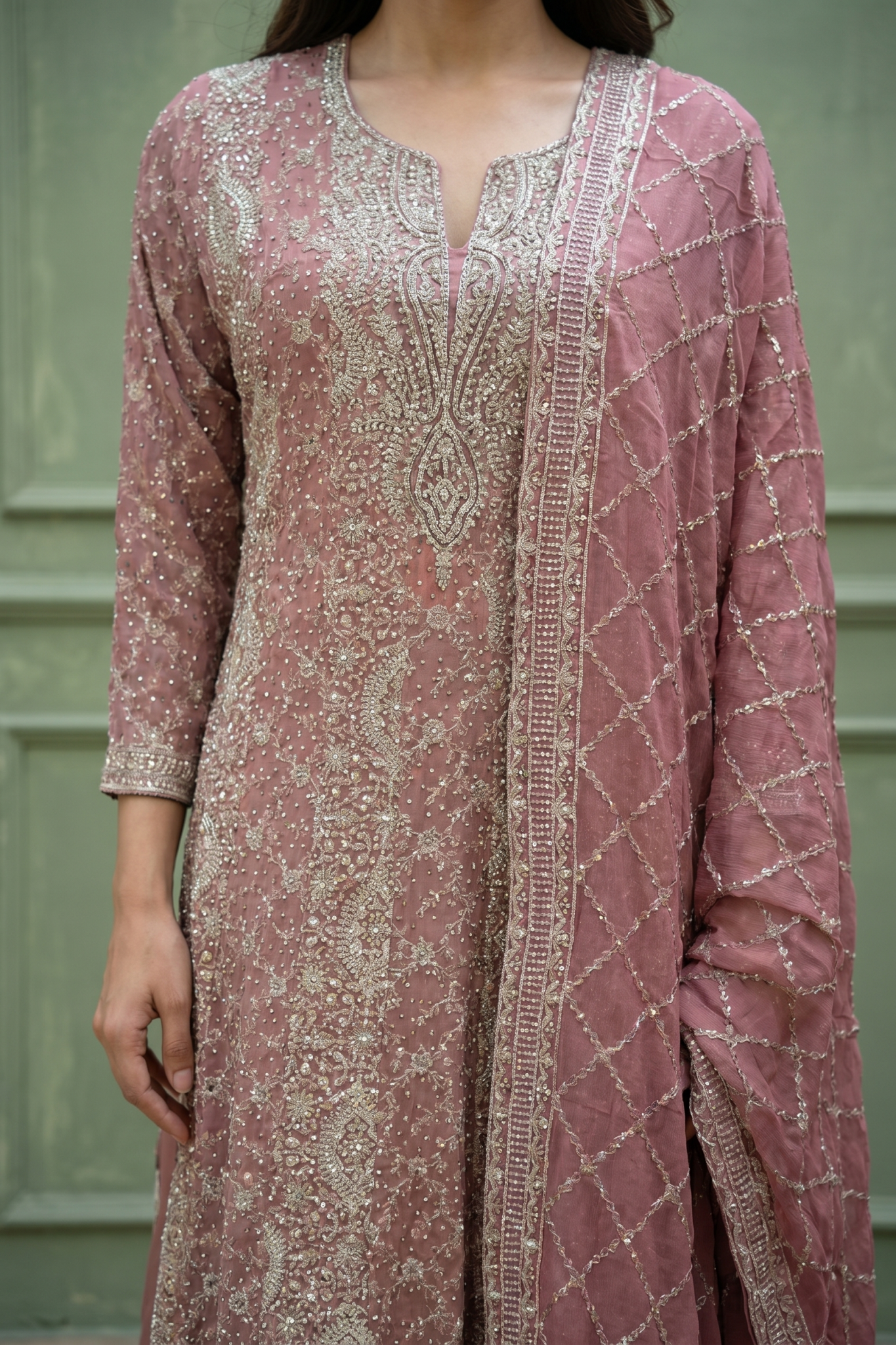 Dusty Rose Georgette Salwar Set