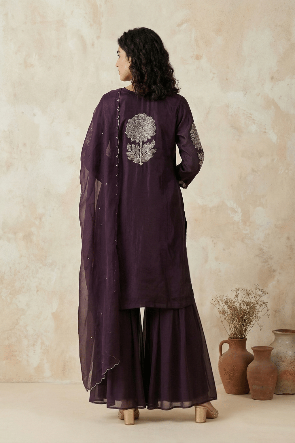 Deep Plum Crepe Palazzo Set