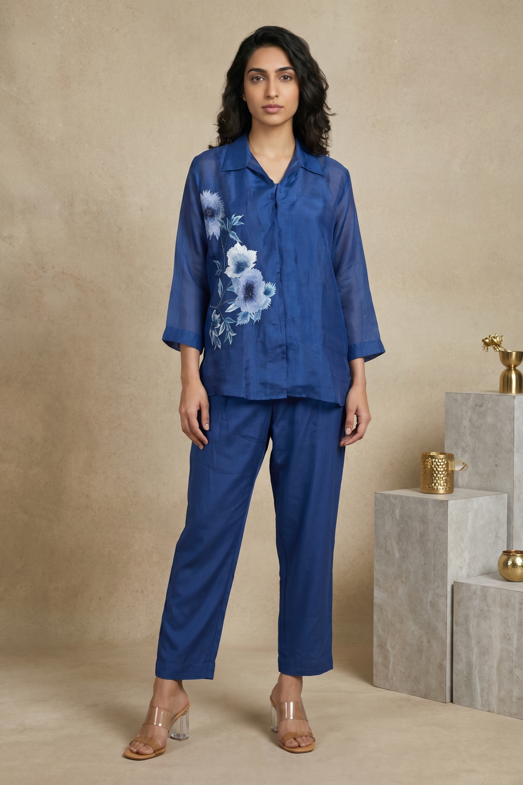 Royal Blue Organza Co-Ord Set