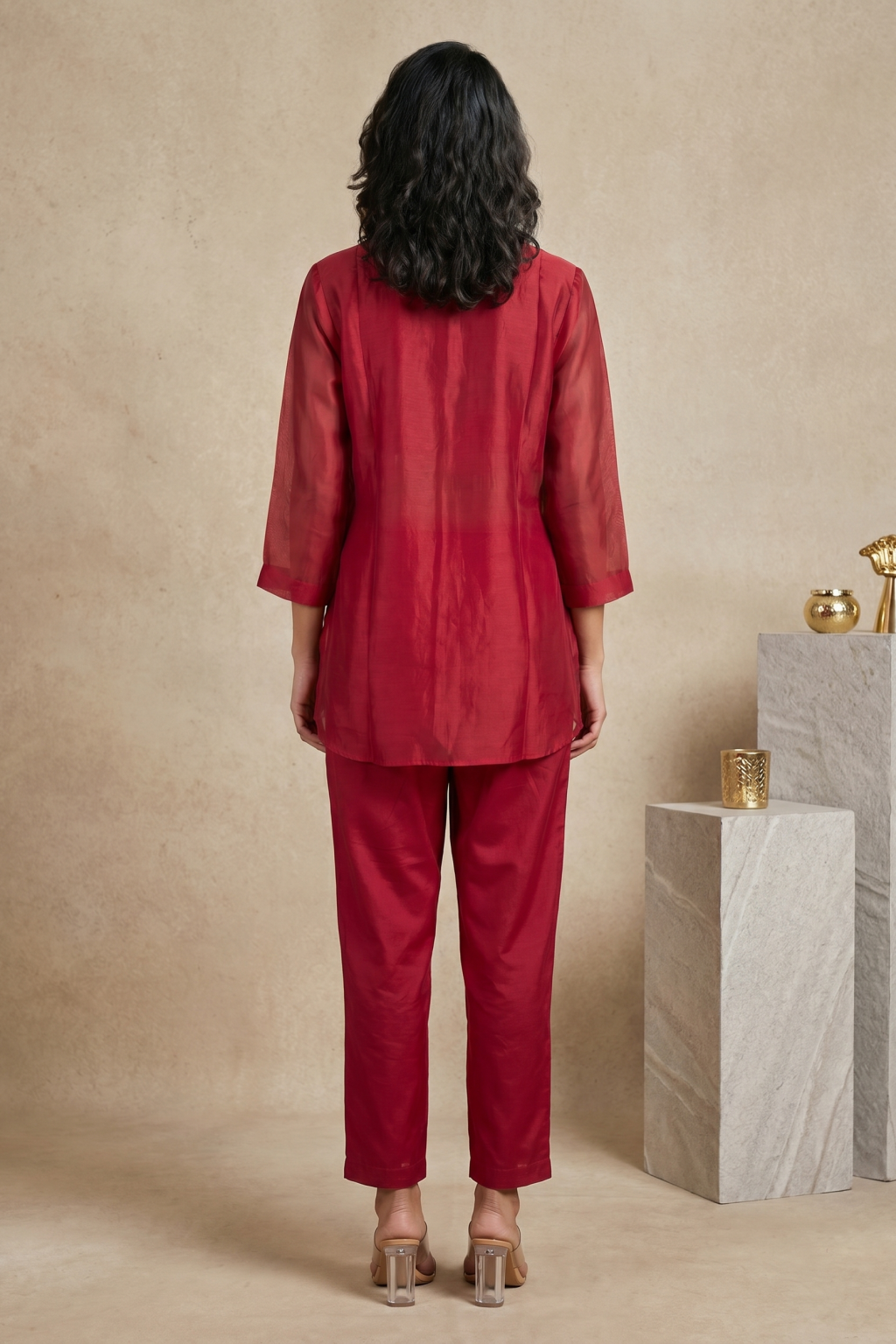Red Organza Co-Ord Set