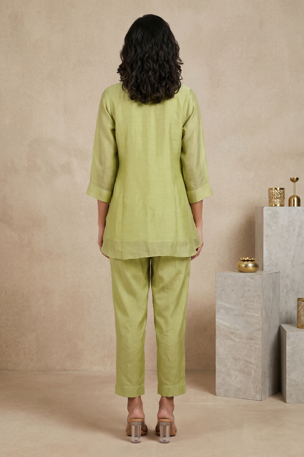 Pistachio Green Organza Co-Ord Set