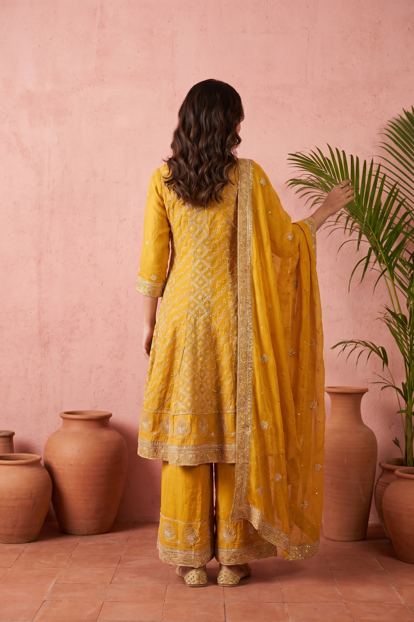 Mustard Yellow Embroidered Kurta Set with Dupatta