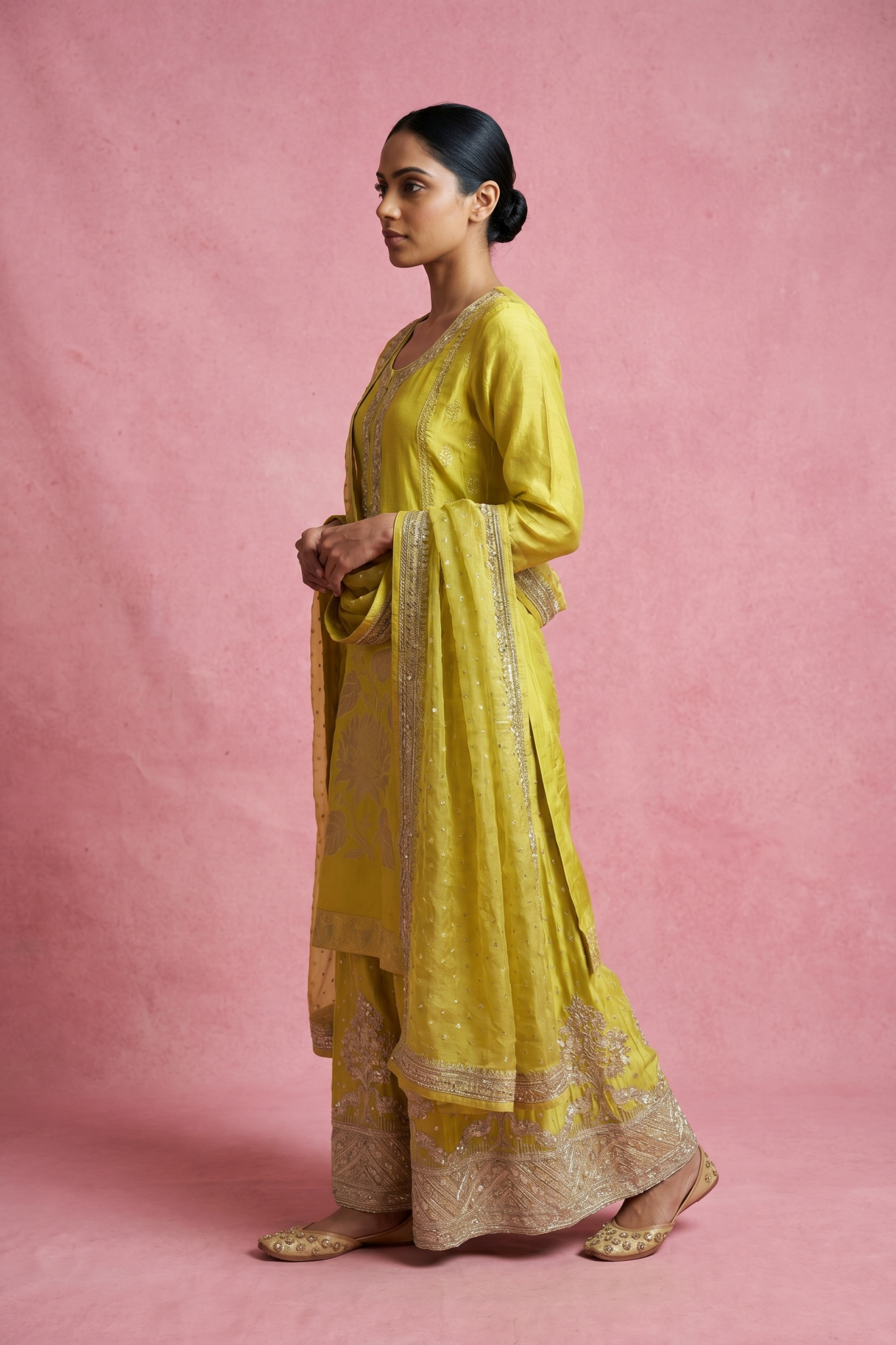 Sunshine Yellow Banarasi Sharara Set