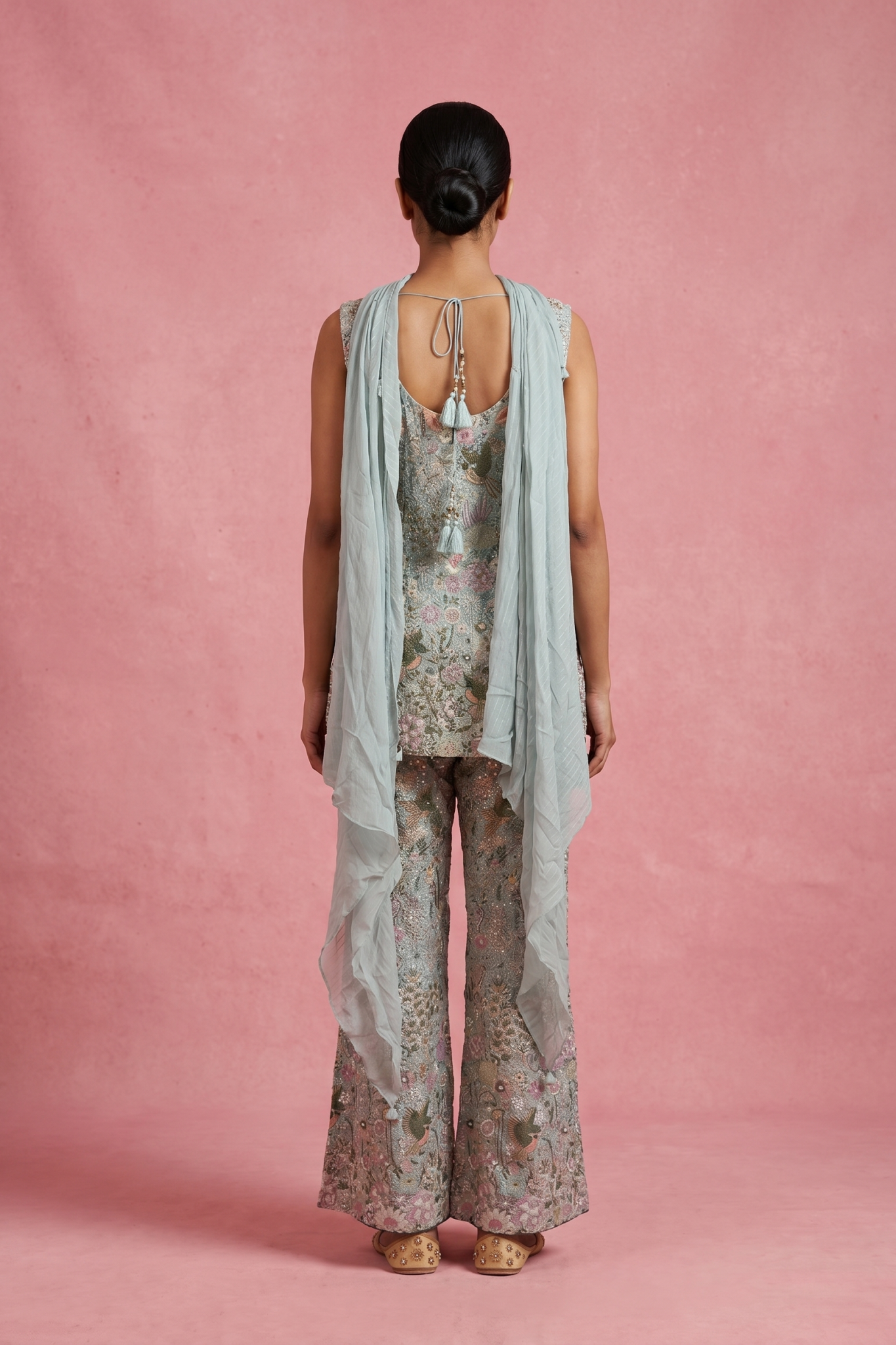 Pastel Embroidered Indo-Western Set