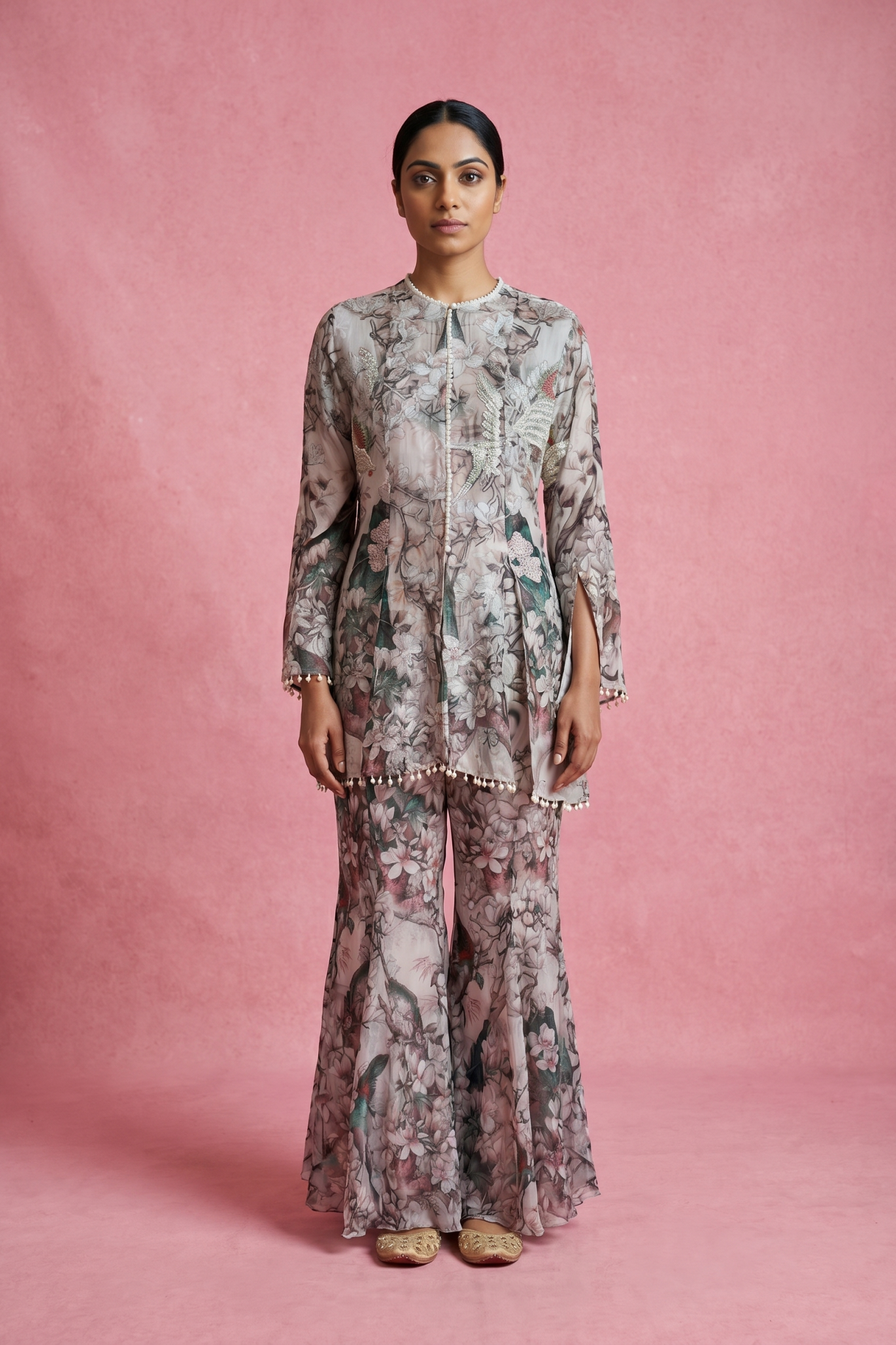 Blush Floral Printed Sharara Set