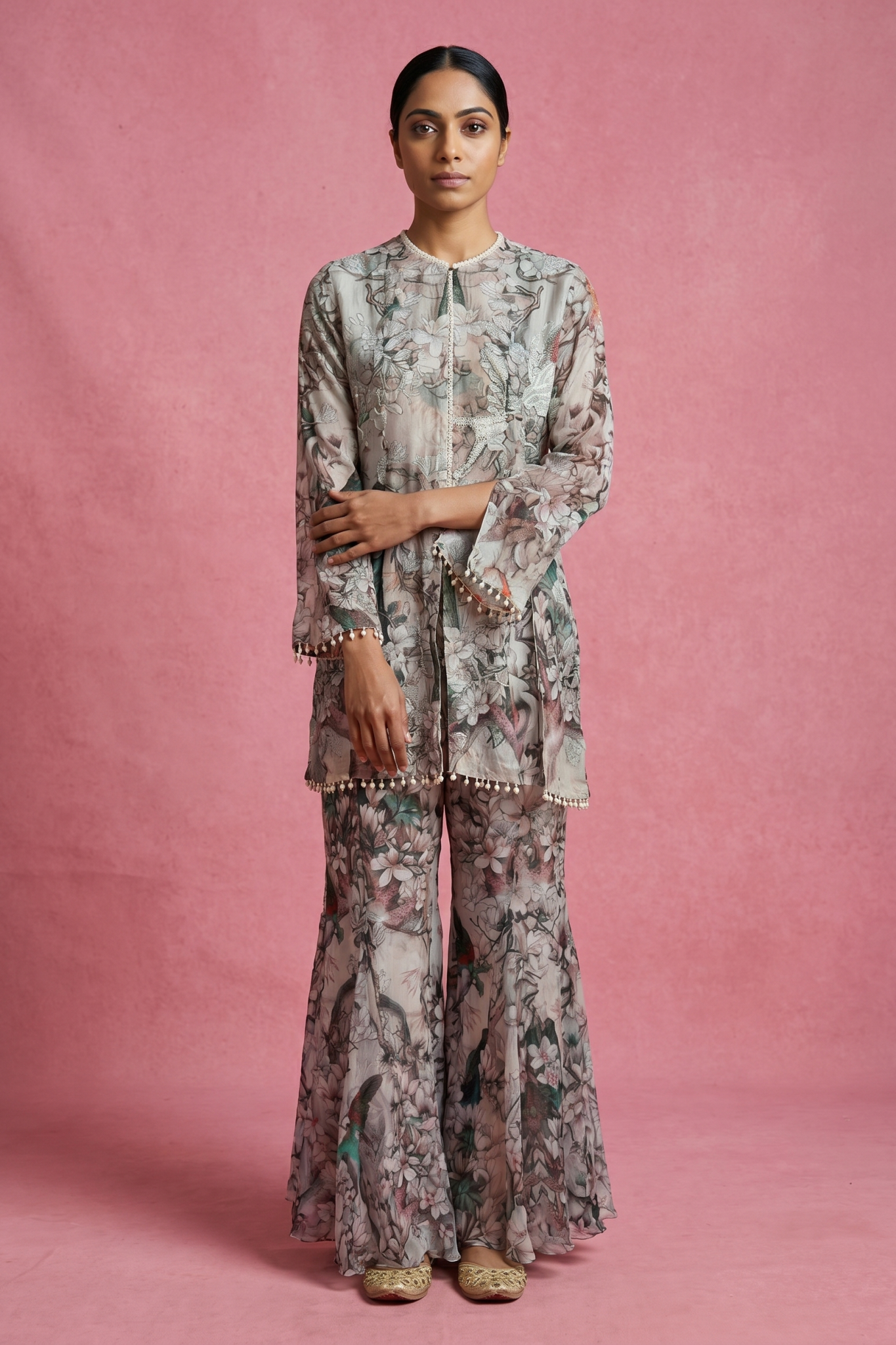 Blush Floral Printed Sharara Set