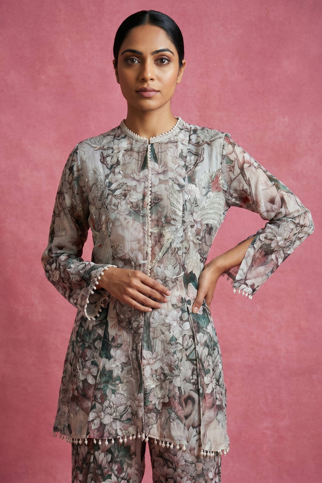 Blush Floral Printed Sharara Set