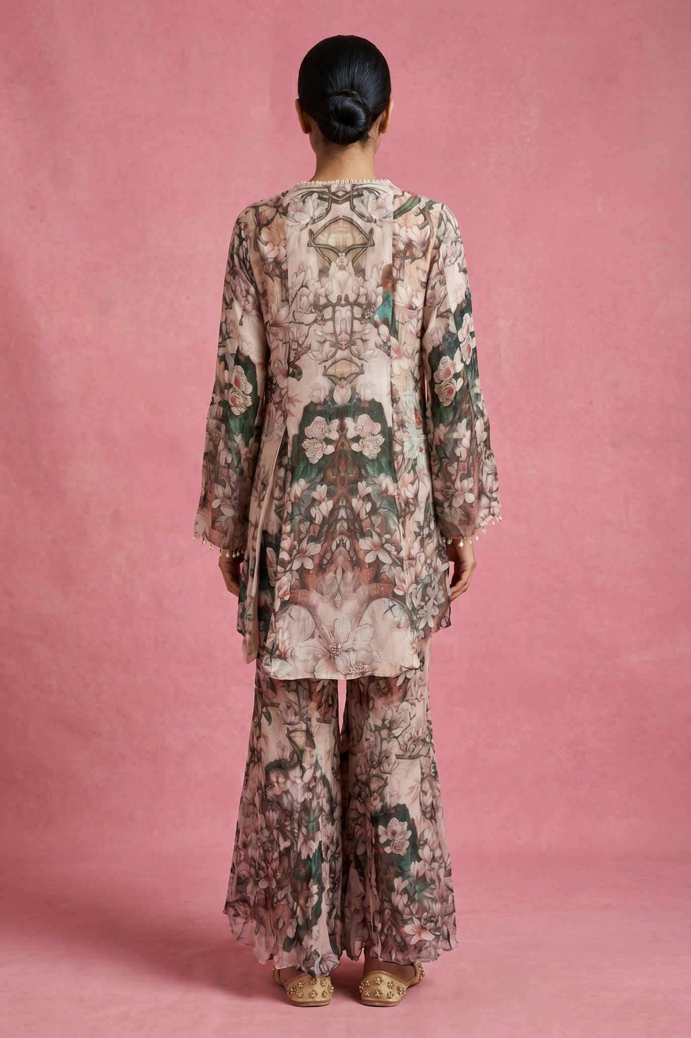 Blush Floral Printed Sharara Set