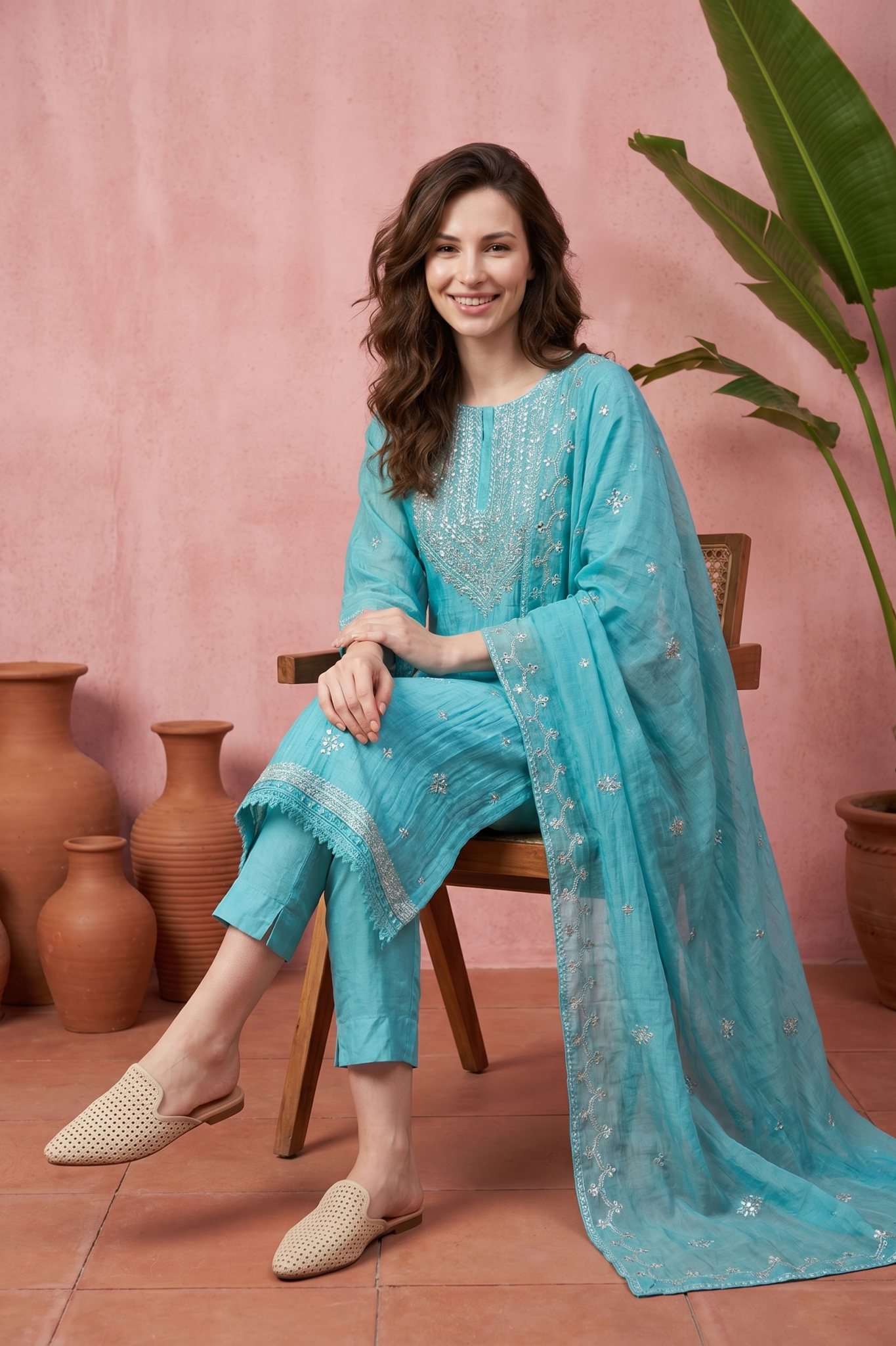 Aqua Blue Salwar Set