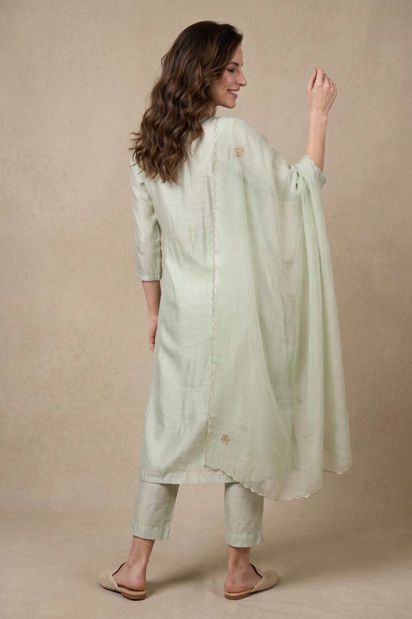 Mint Green Embroidered Suit Set