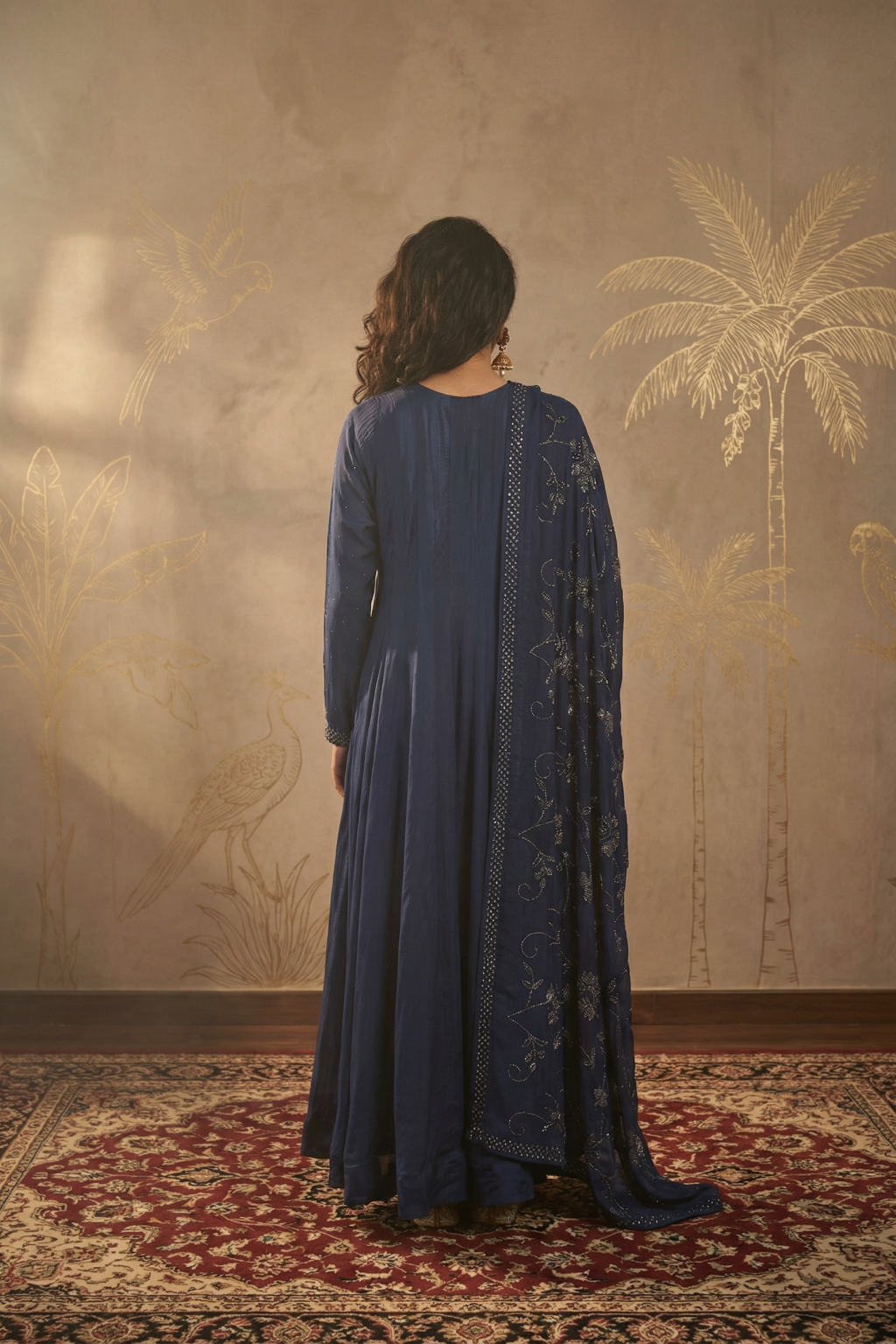 Blue Crepe Anarkali Suit