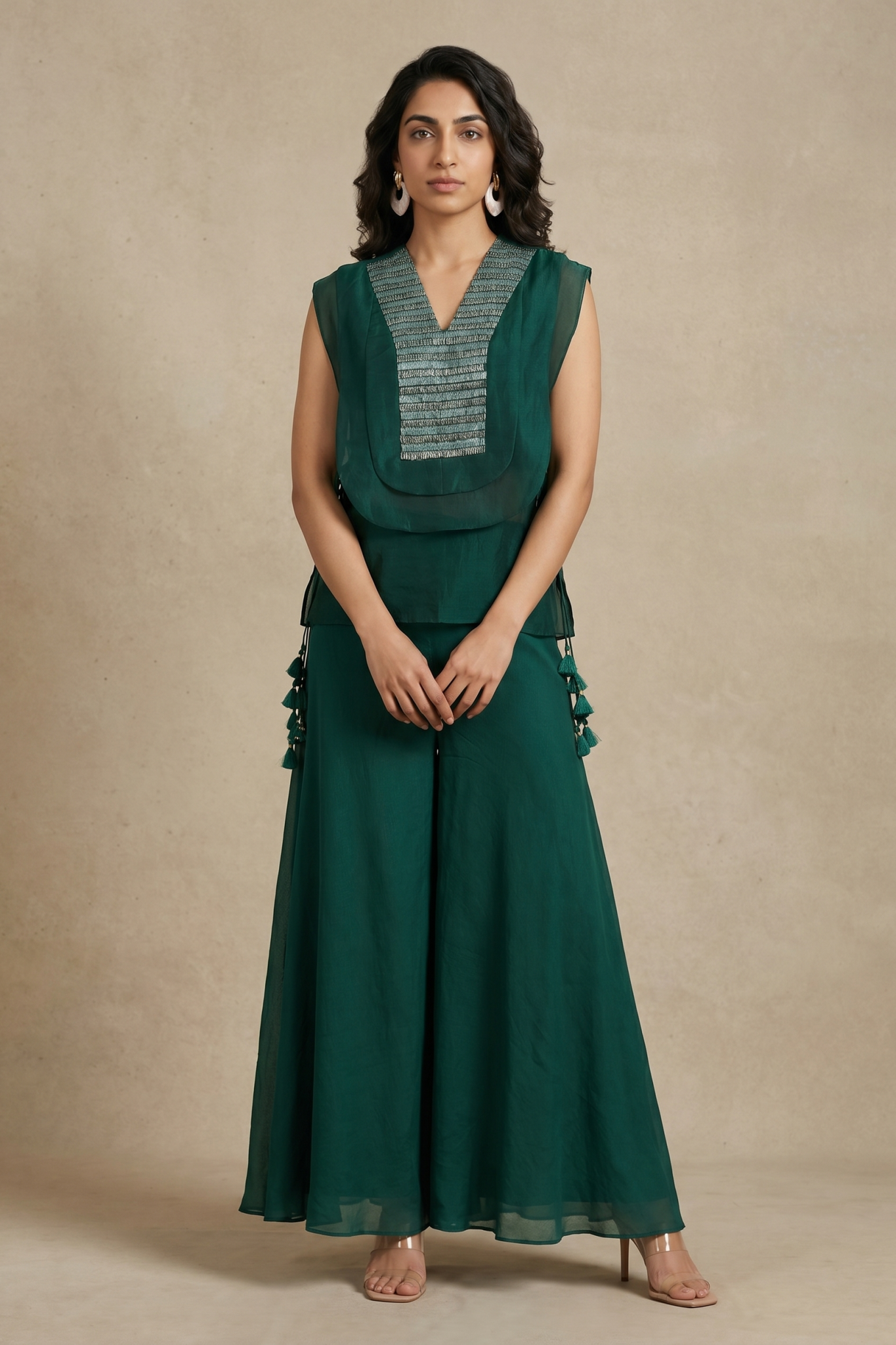 Emerald Green Indo-Western Co-Ord Set