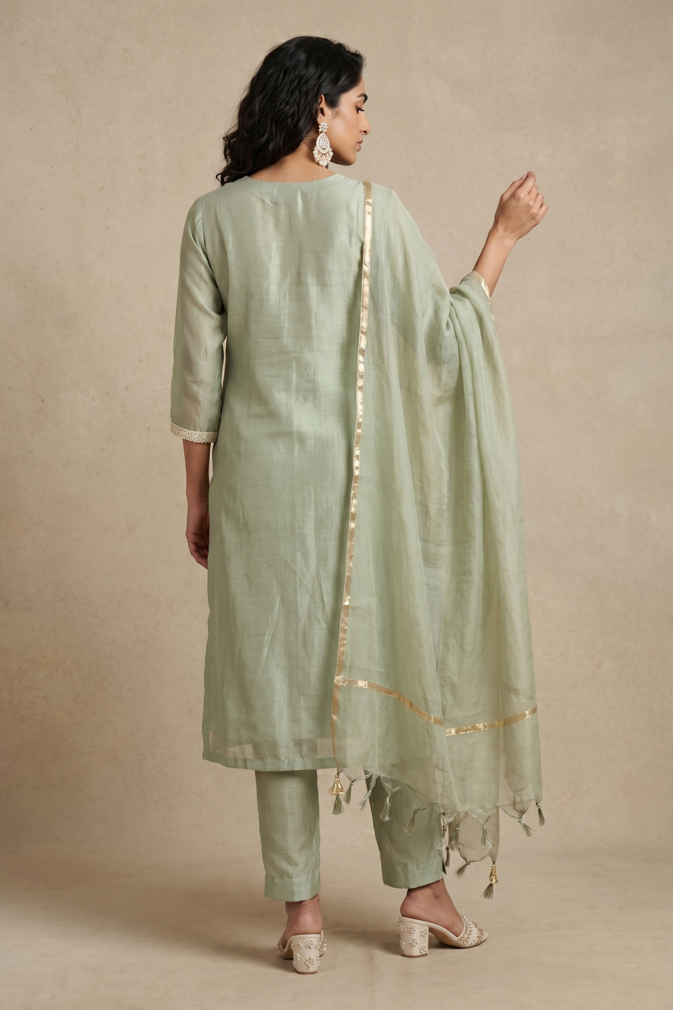 Sage Green Embroidered Cotton Salwar Set