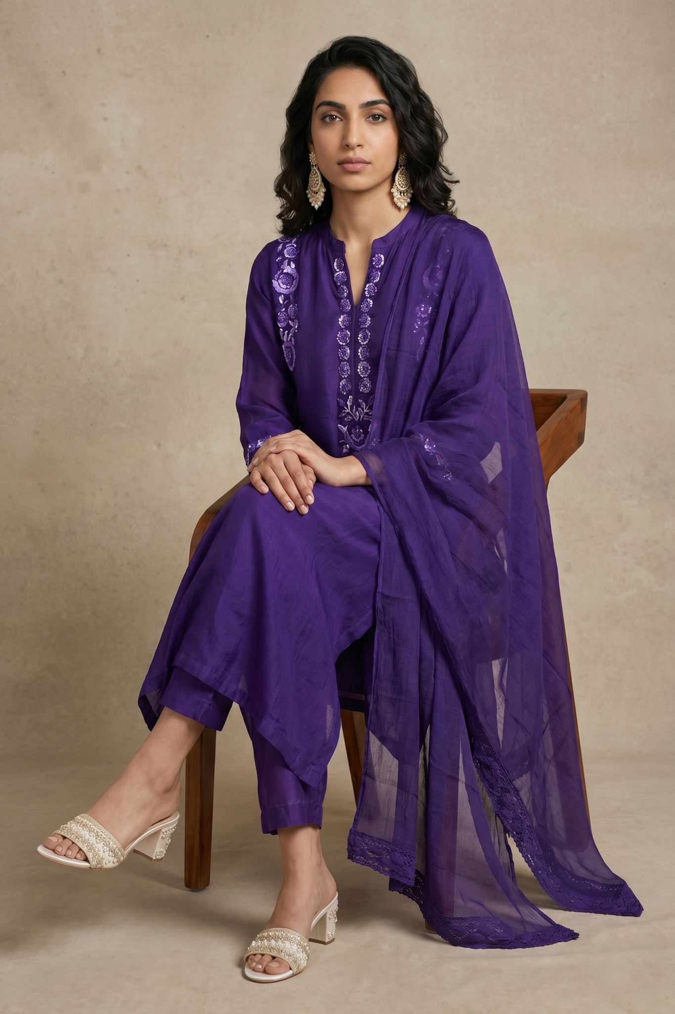Royal Purple Mulmul Cotton Salwar Set
