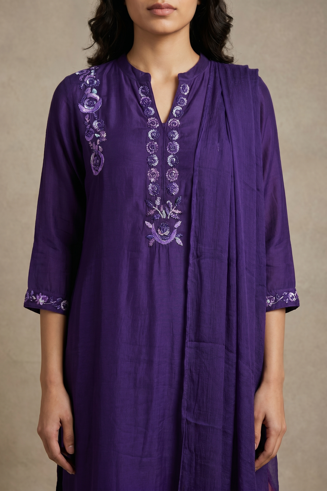 Royal Purple Mulmul Cotton Salwar Set
