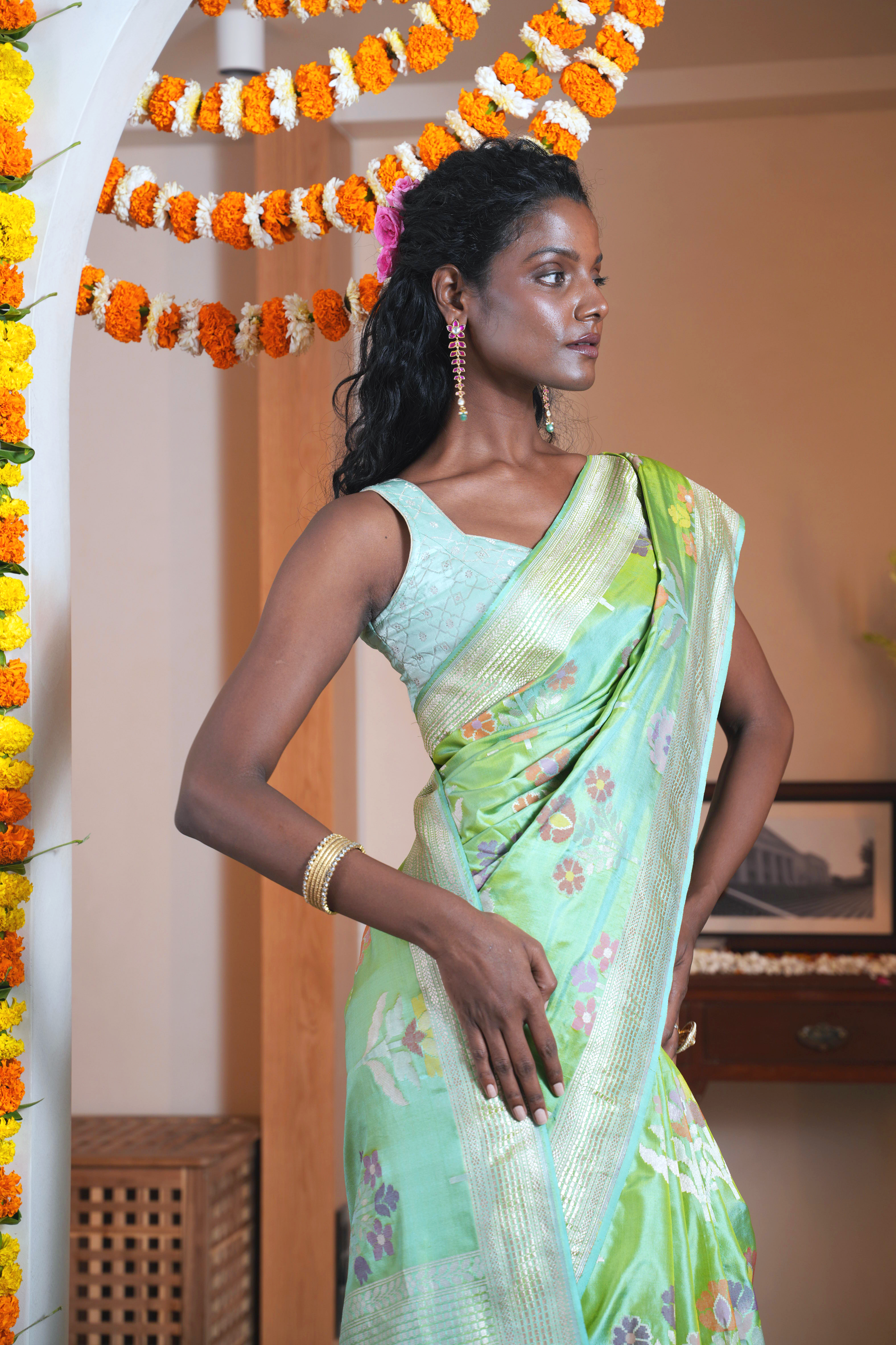 Green Banarasi Silk Saree