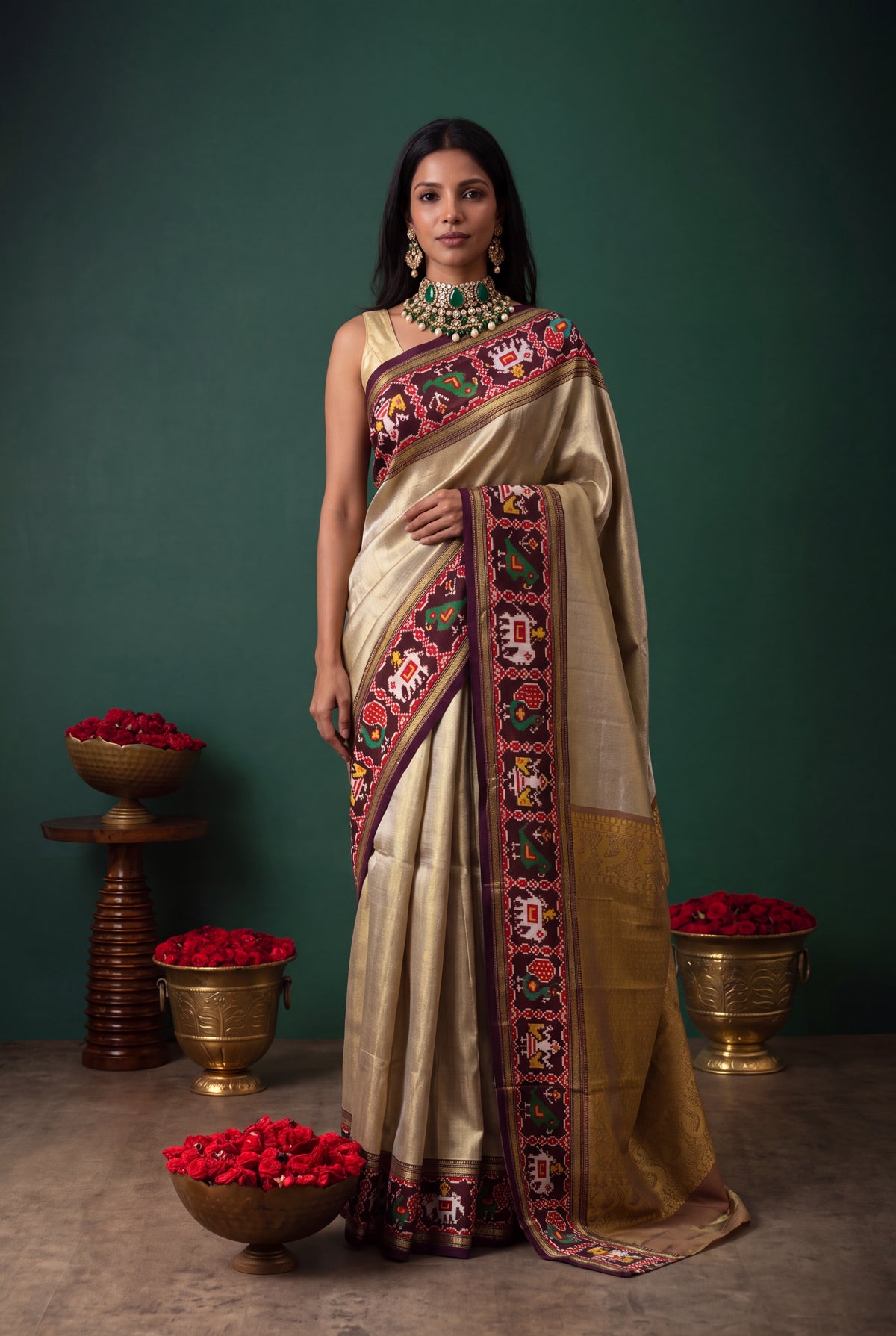 Gold Kanchivaram Tissue Silk - Mokshaa