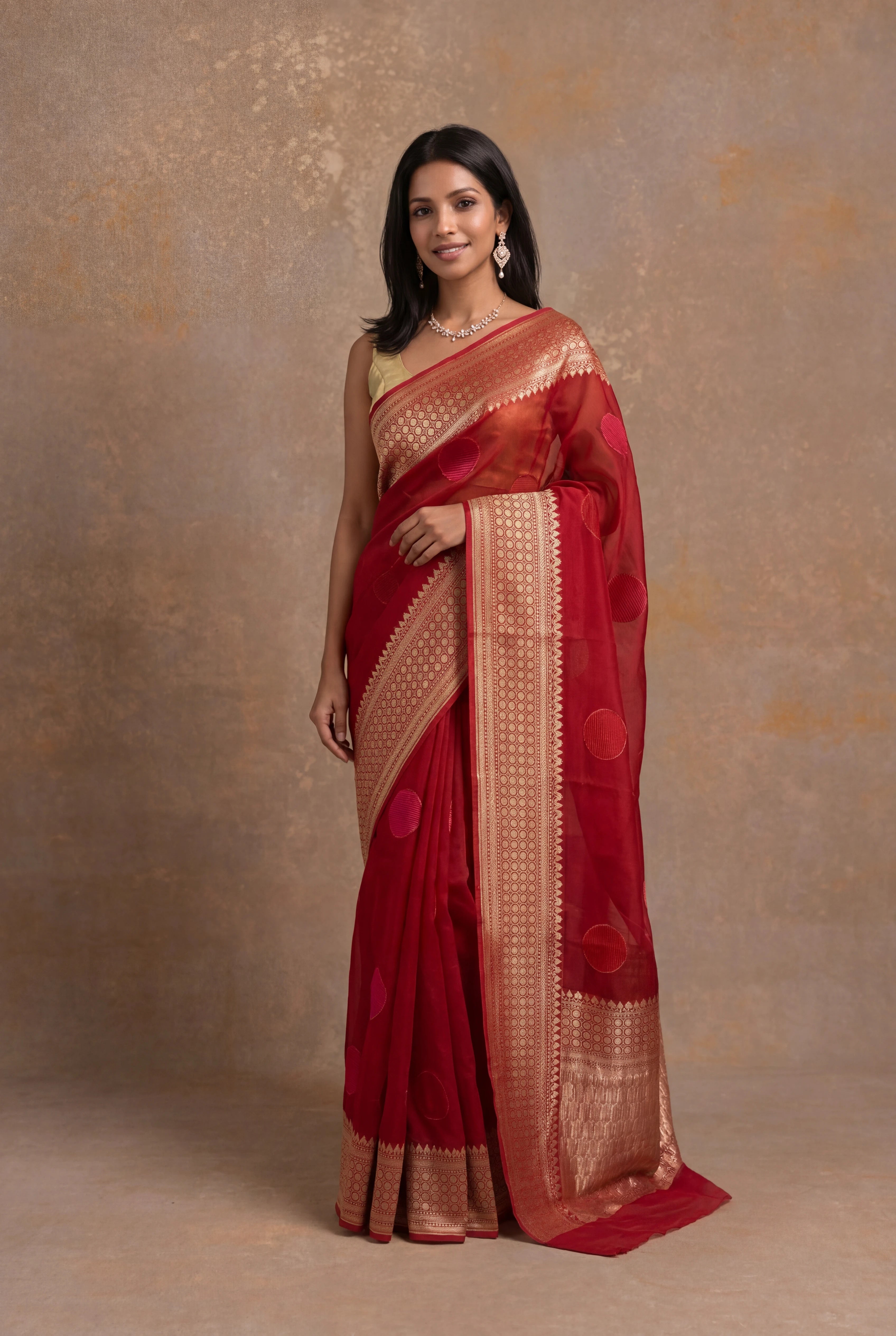 Red Banarasi Organza Saree