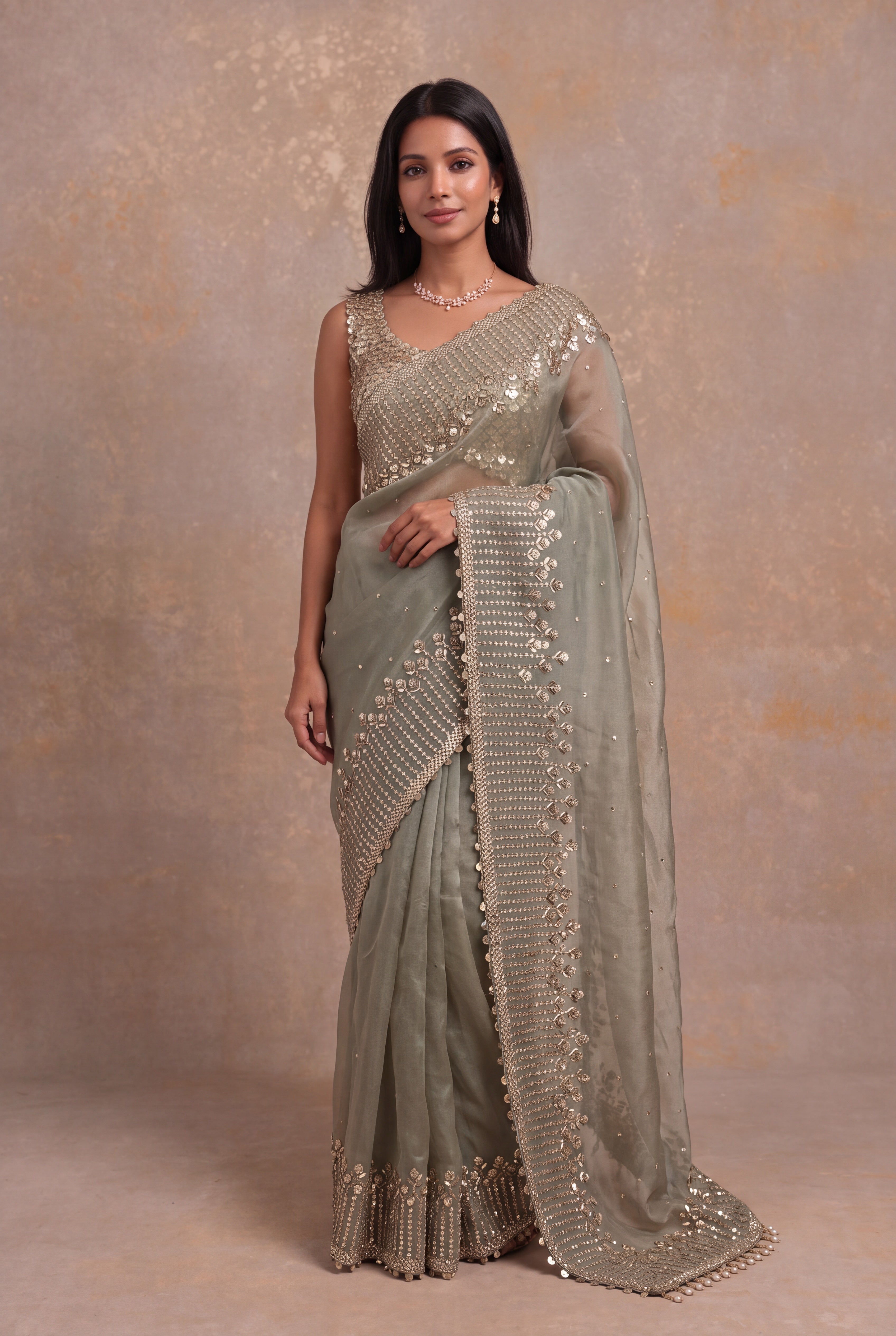 Sage Green Organza Saree