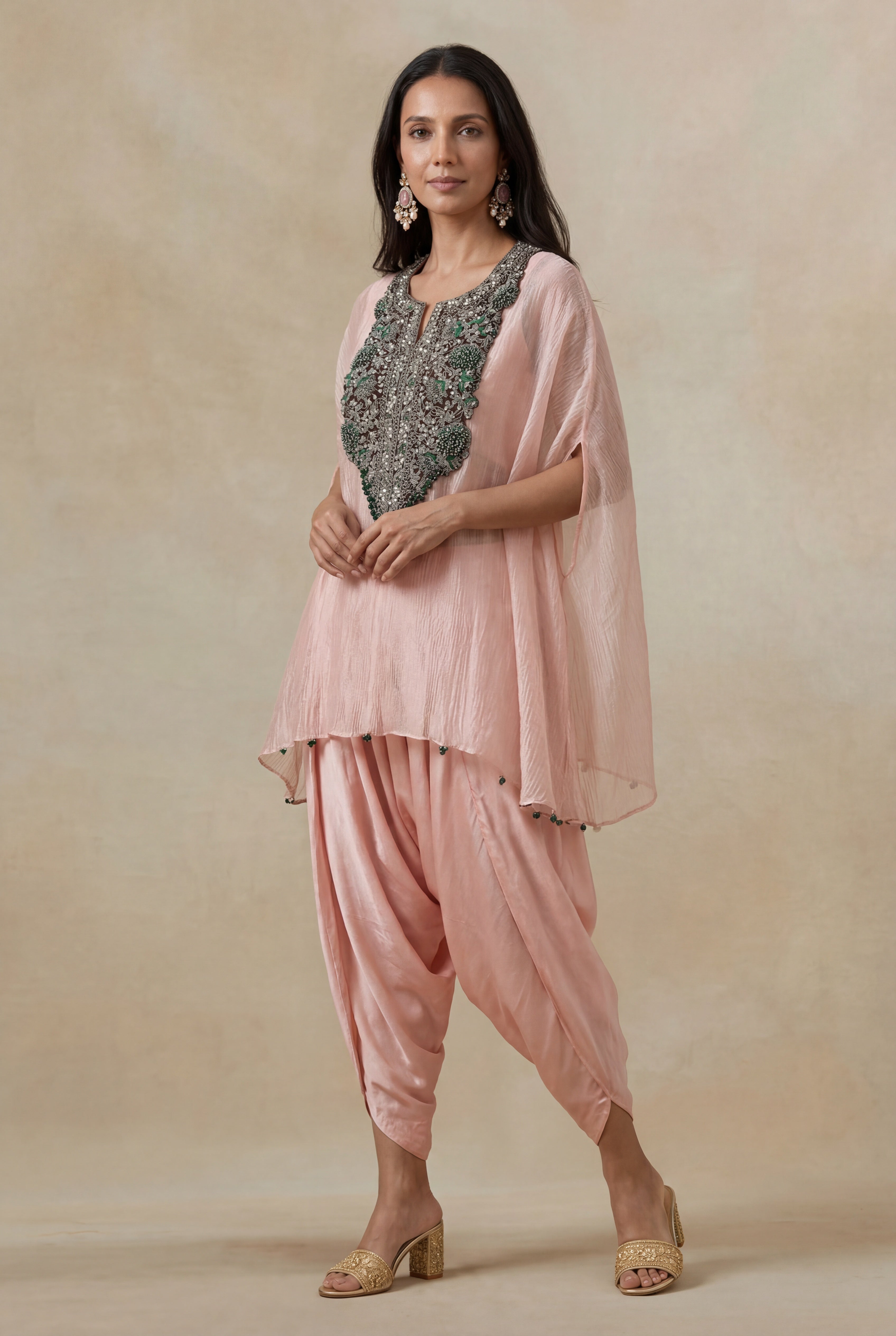 Blush Pink Organza Crush Indo-Western Set