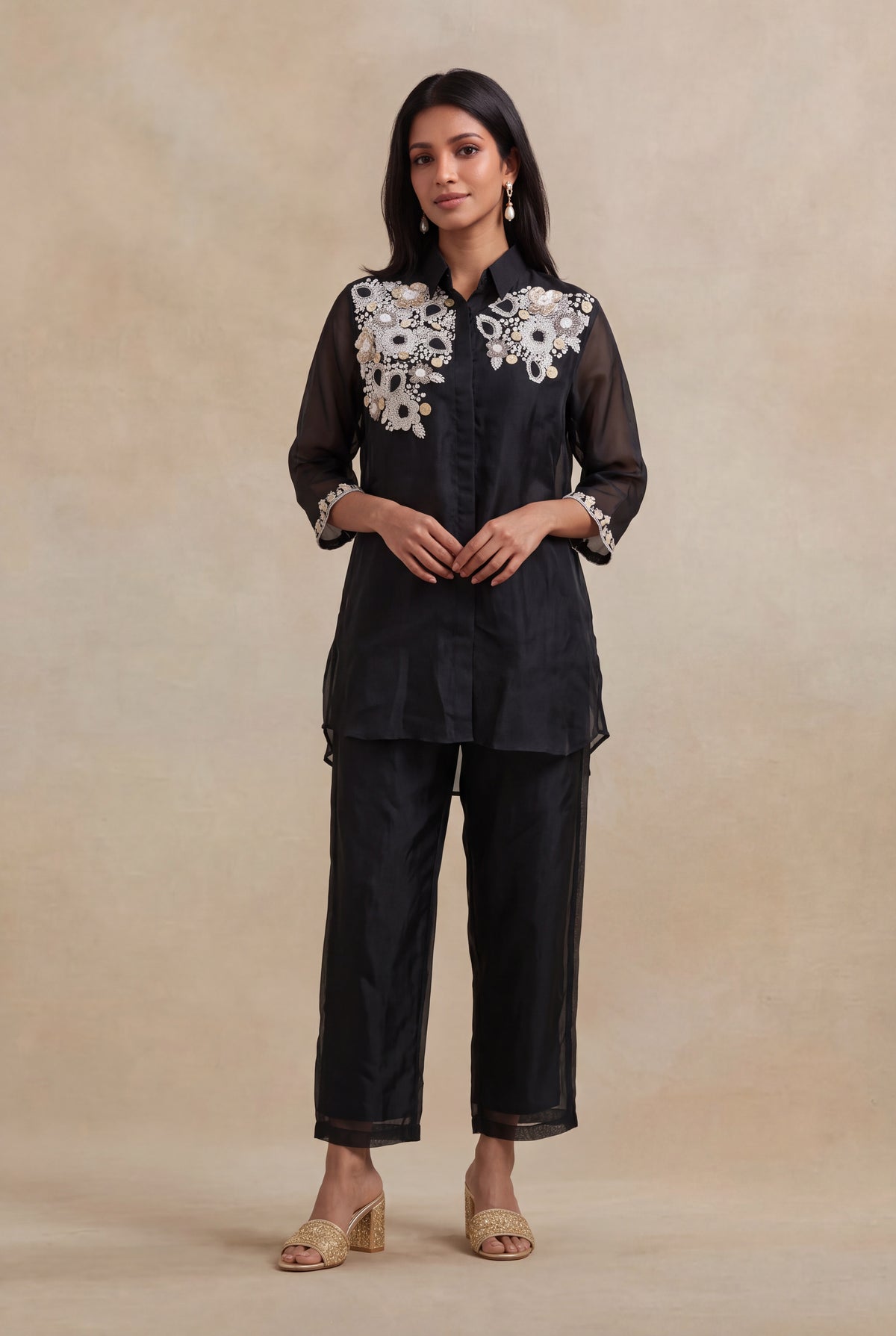 Black Organza Co-ord Set - Mokshaa