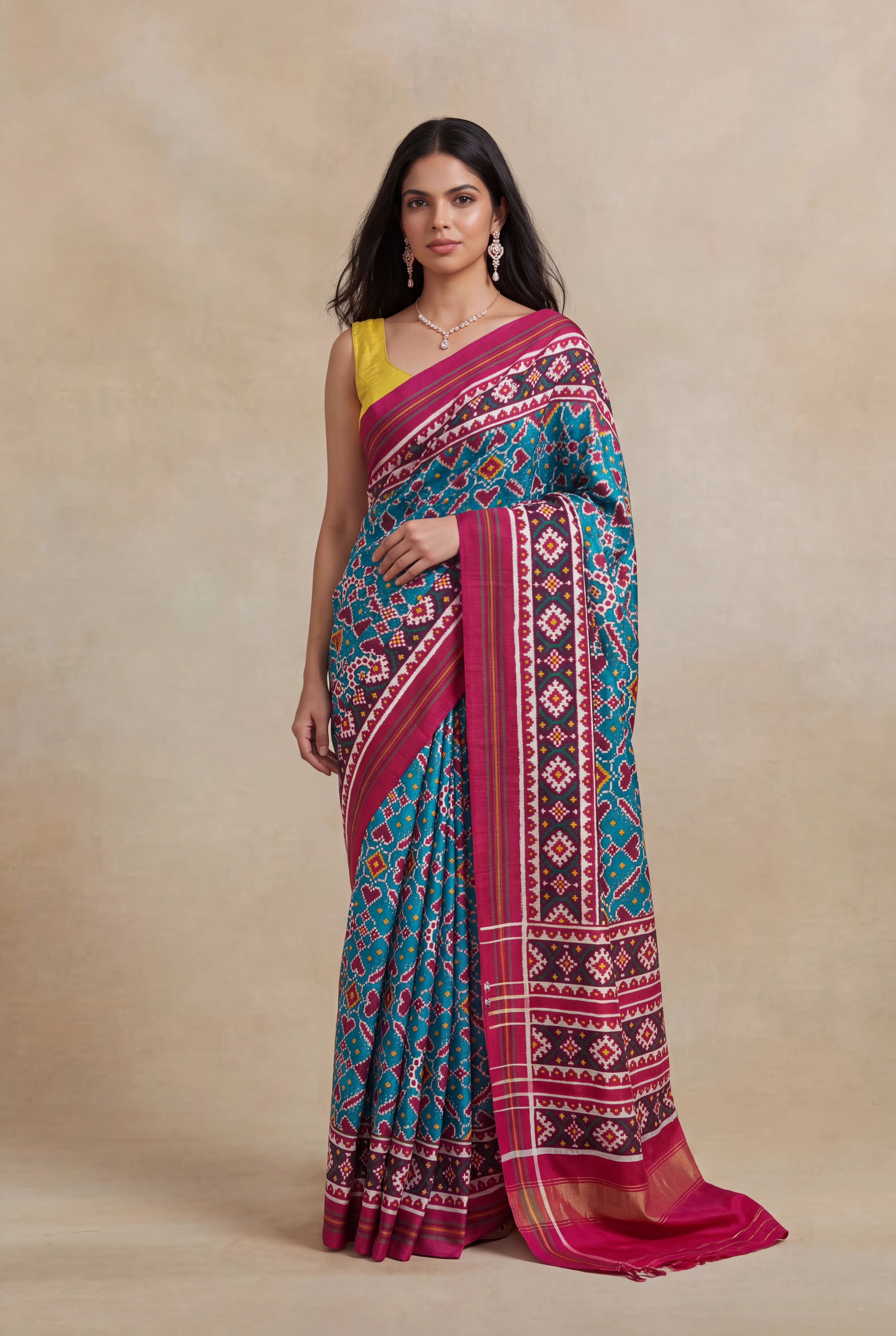 Turquoise Blue Pattan Patola Silk Saree
