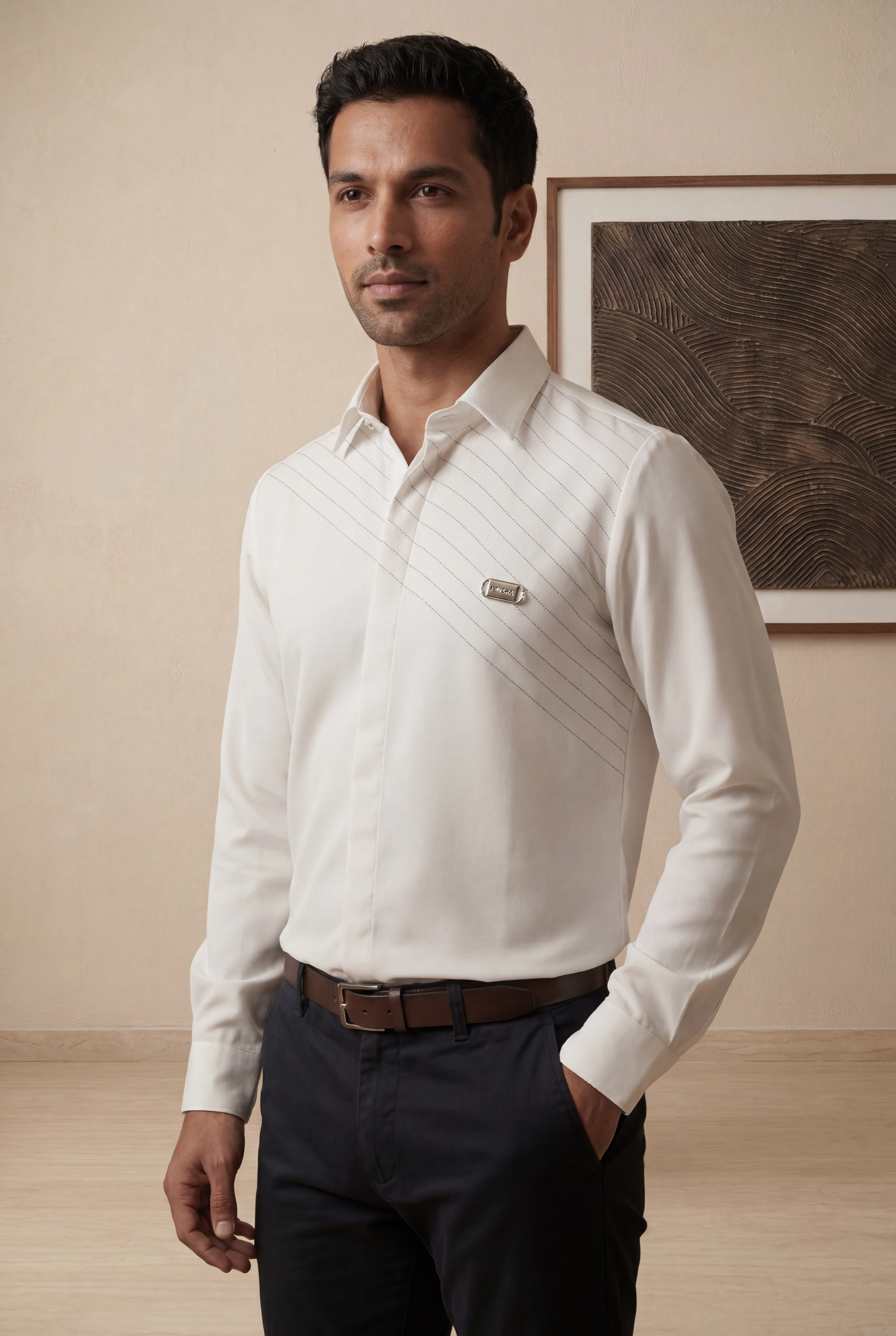 White Bomario Full Sleeve Shirt