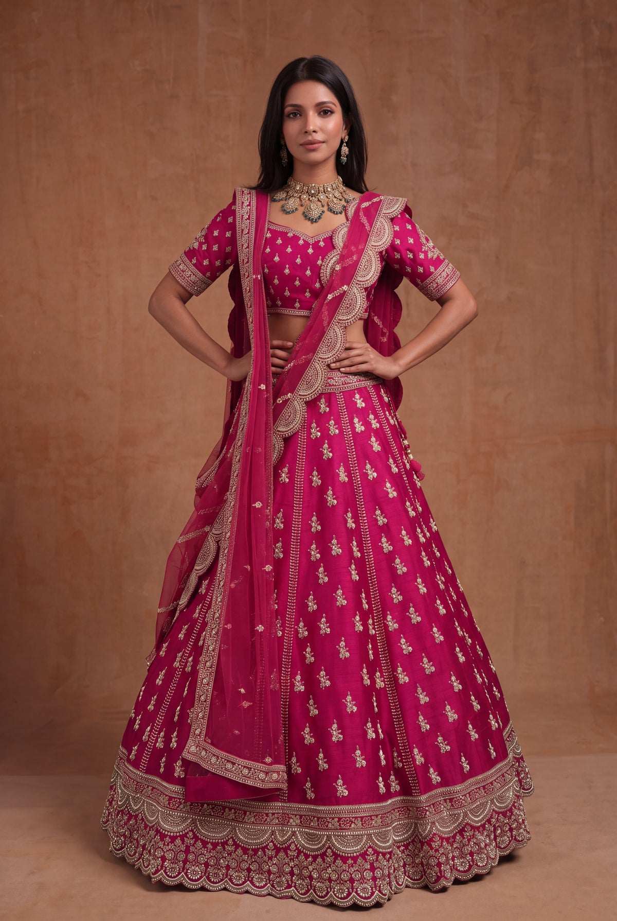Rani Pink Raw Silk Lehenga - Mokshaa