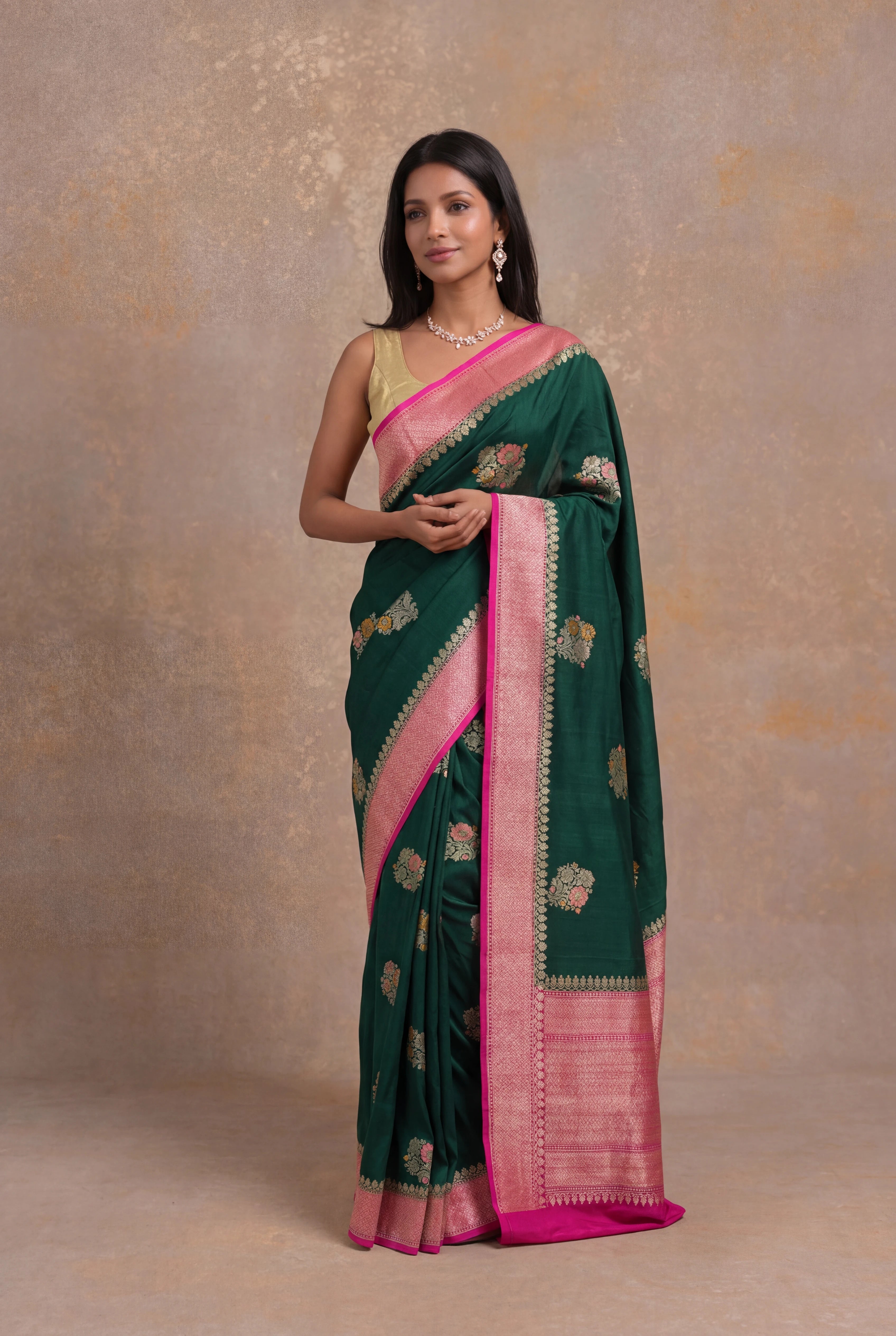 Green Tussar Georgette Saree