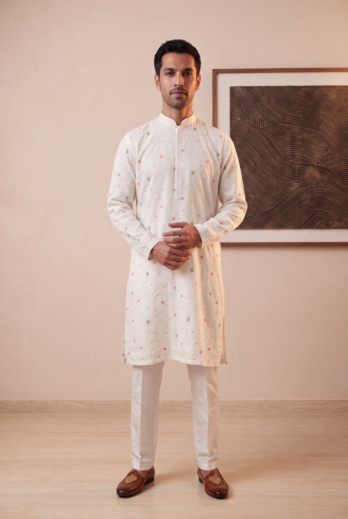 Off White Linen Kurta Set - Mokshaa