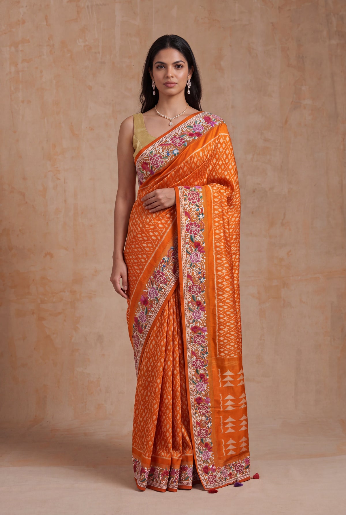 Orange Patola Silk Saree - Mokshaa
