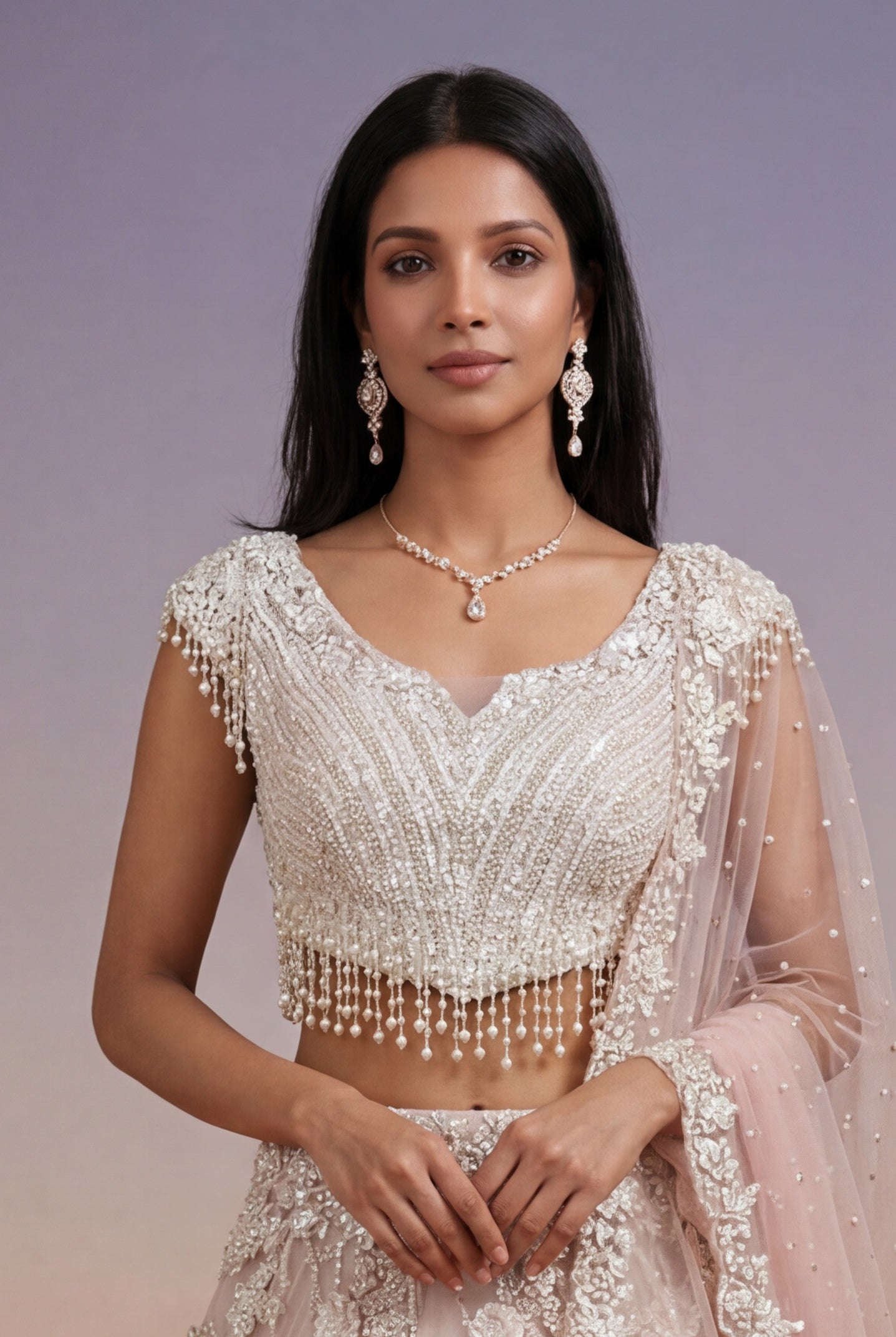 Baby Pink Soft Net Lehenga
