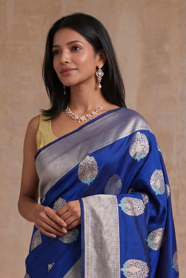 Royal Blue Banarasi Silk Saree